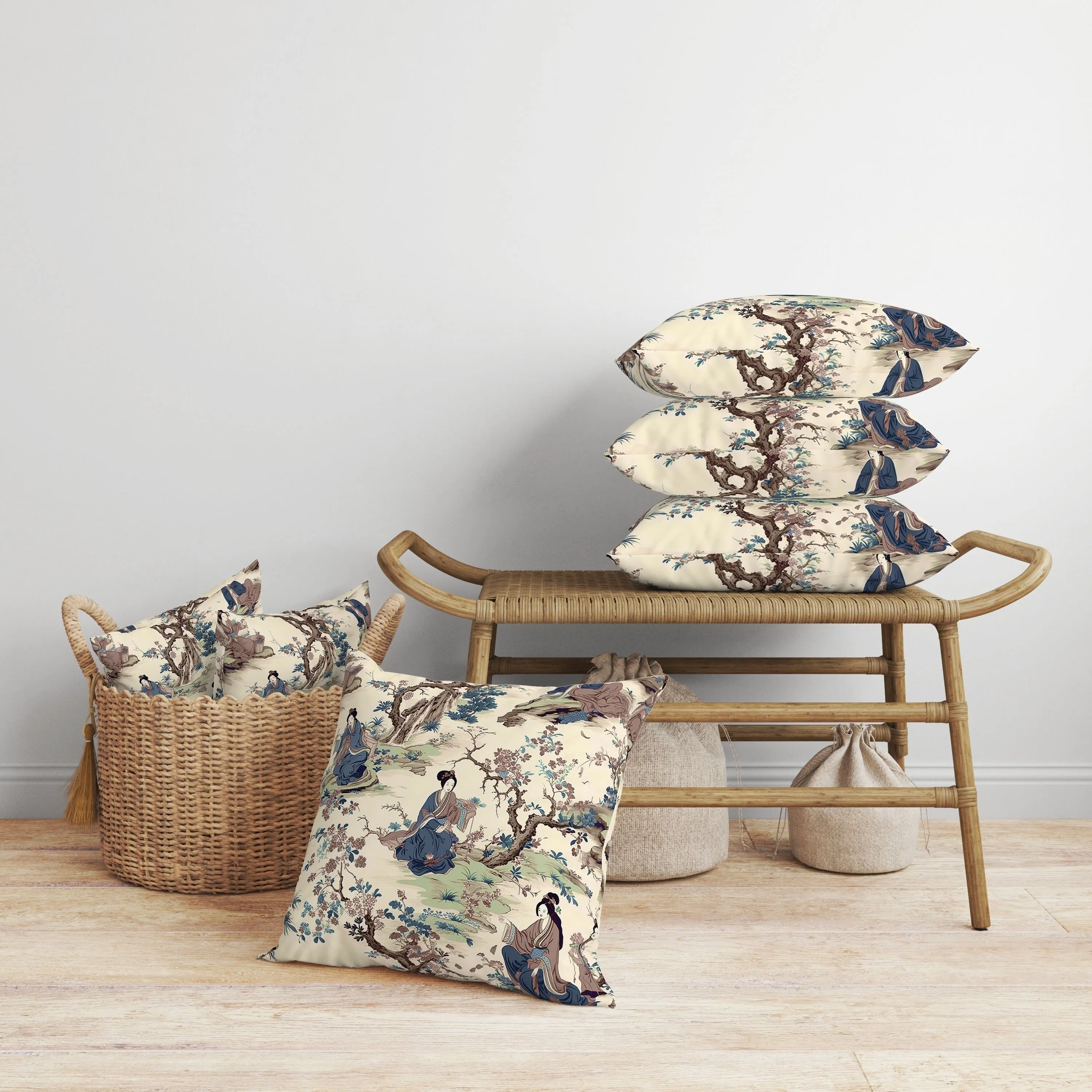 Imperial Palace Garden Faux Suede Reversible Throw Pillow Blue and Brown