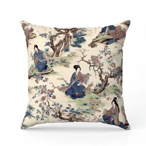 Imperial Palace Garden Faux Suede Reversible Throw Pillow Blue and Brown