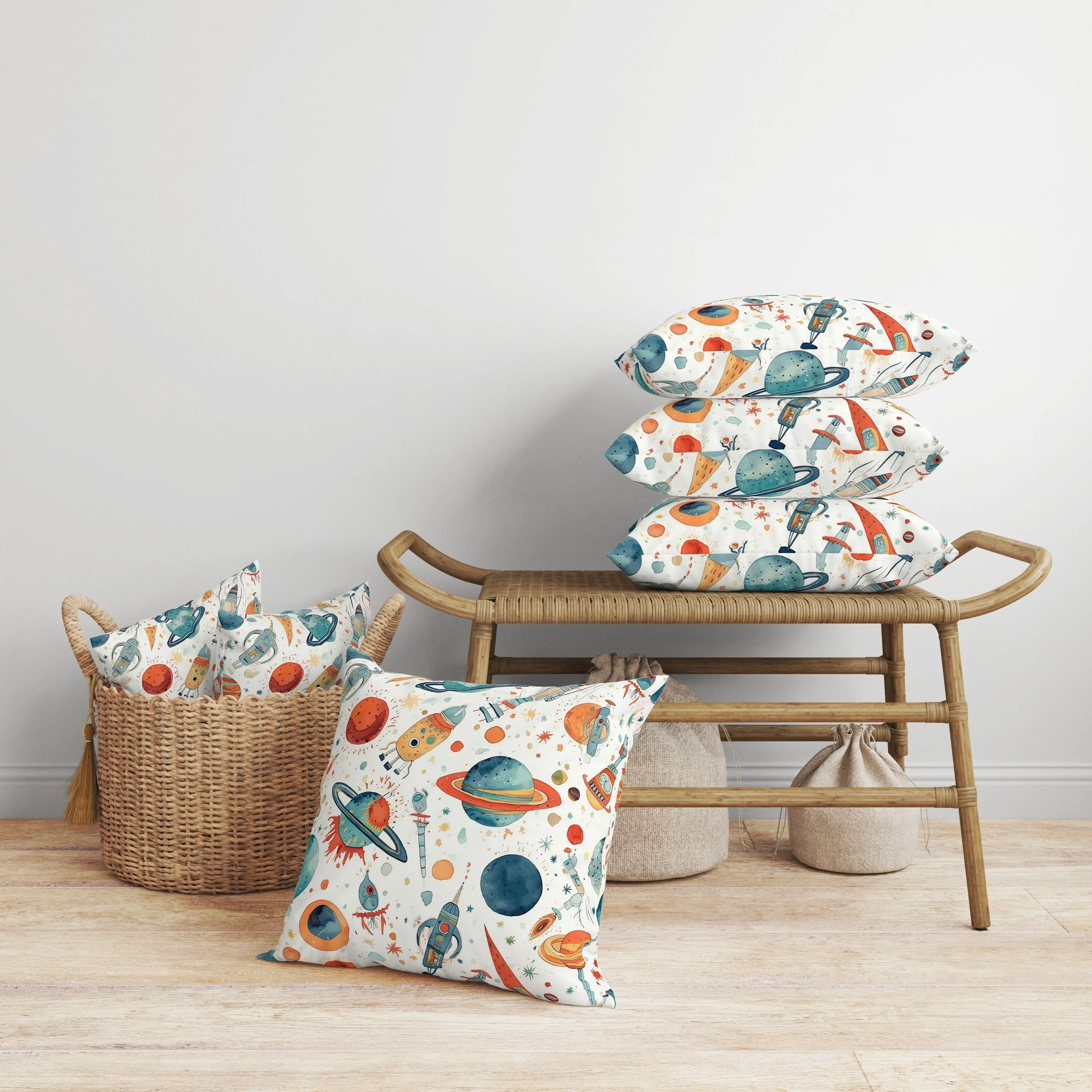 Infinite Horizons Faux Suede Reversible Throw Pillow White and Blue