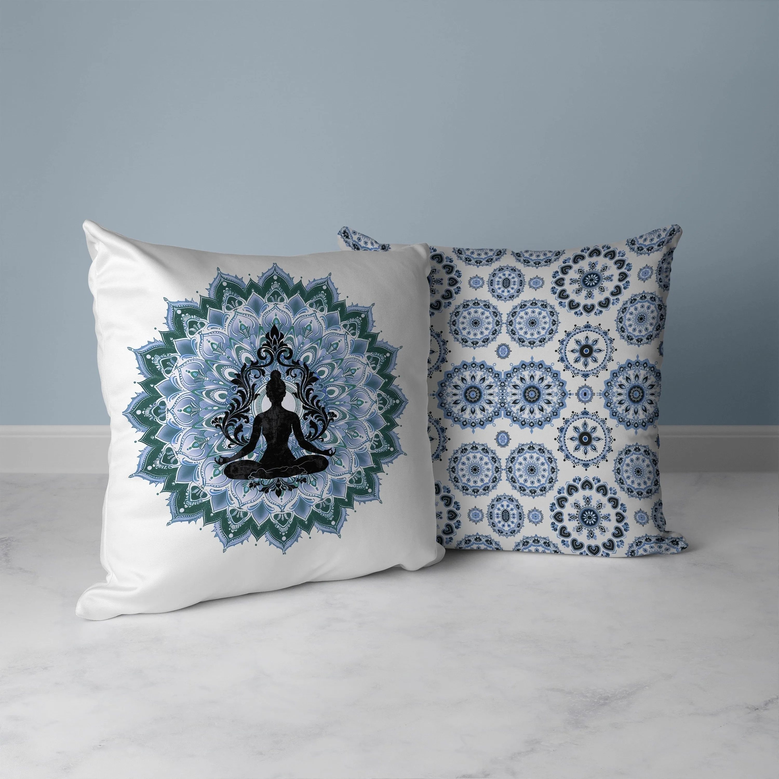 Inner Peace Circle Faux Suede Reversible Throw Pillow White and Green