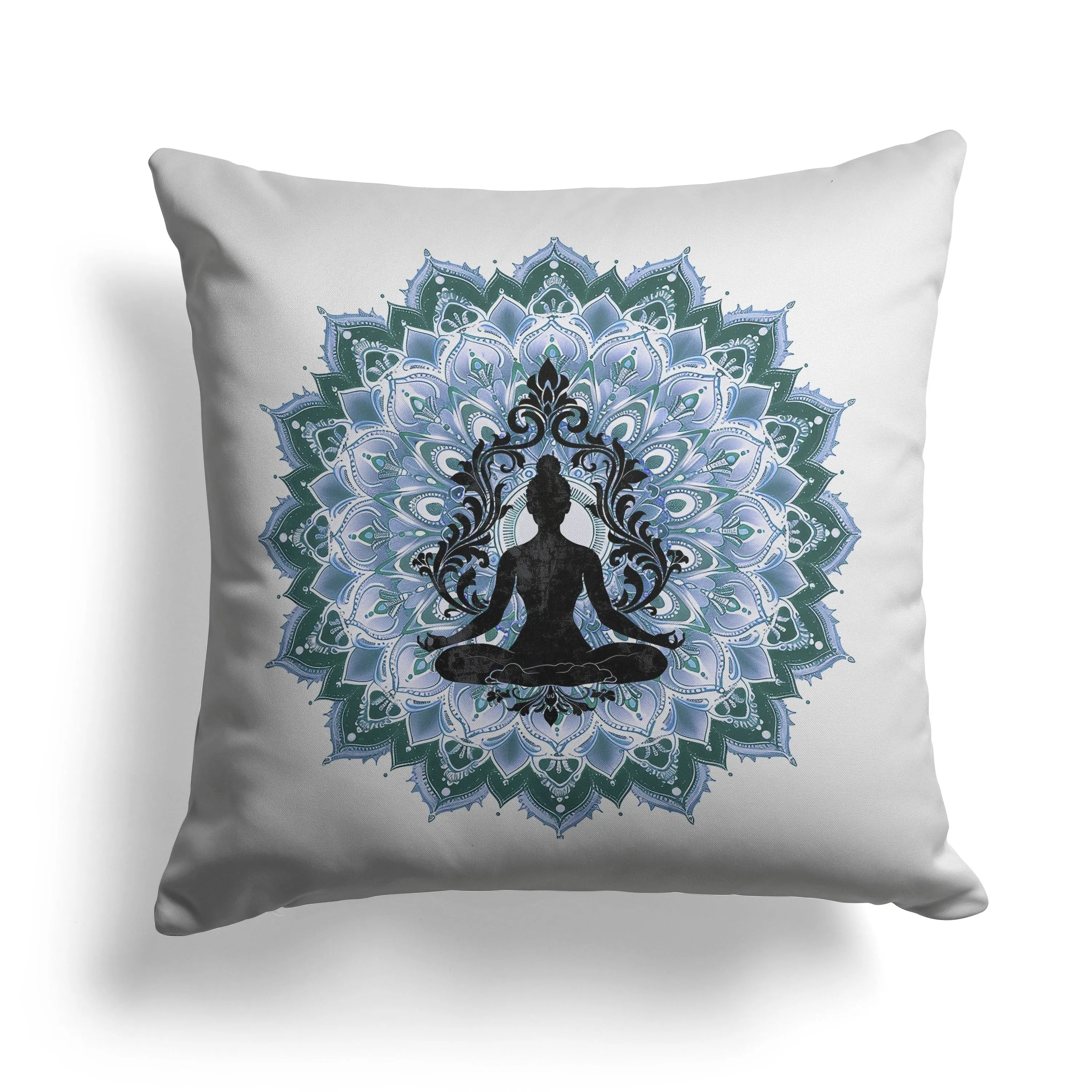 Inner Peace Circle Faux Suede Reversible Throw Pillow White and Green