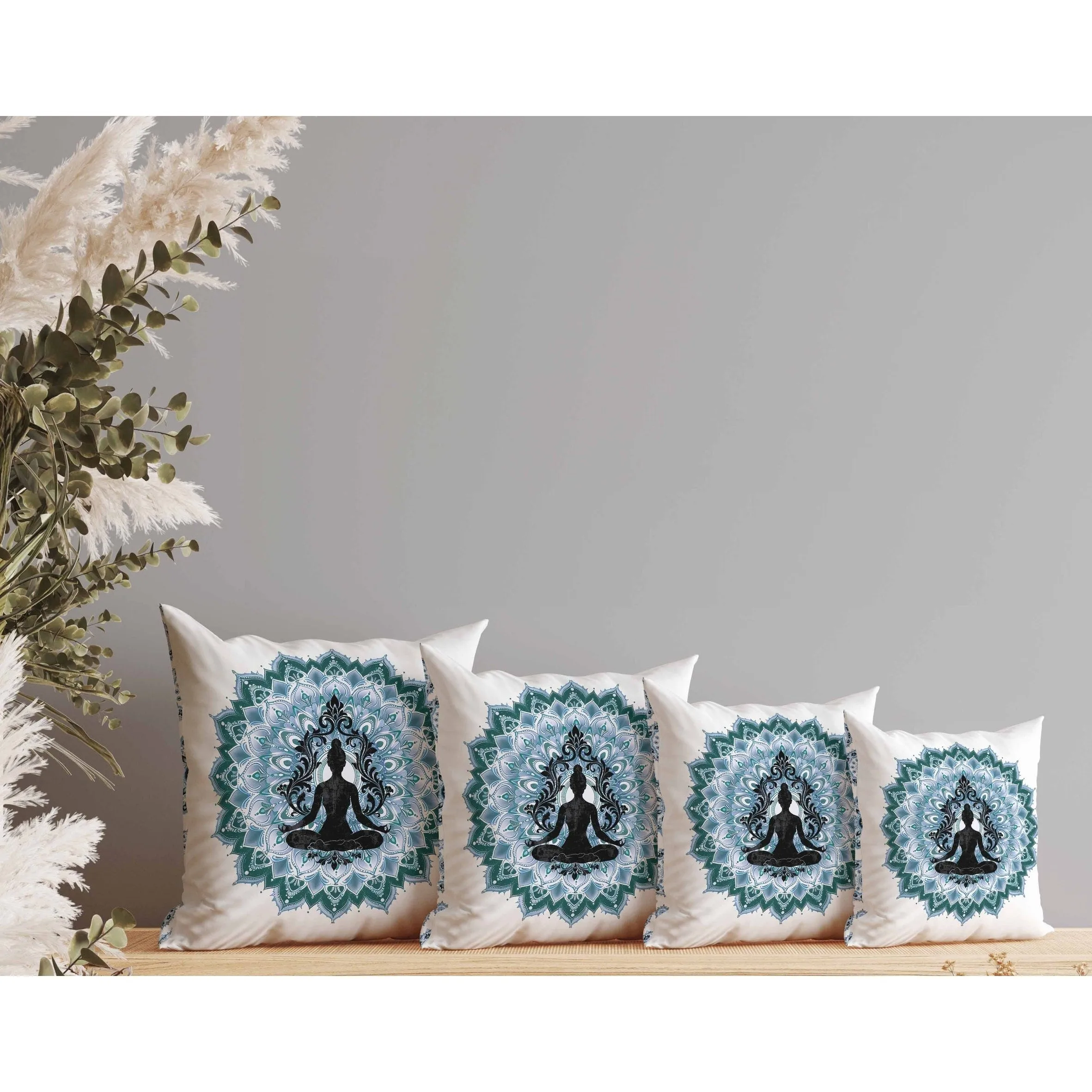 Inner Peace Circle Faux Suede Reversible Throw Pillow White and Green
