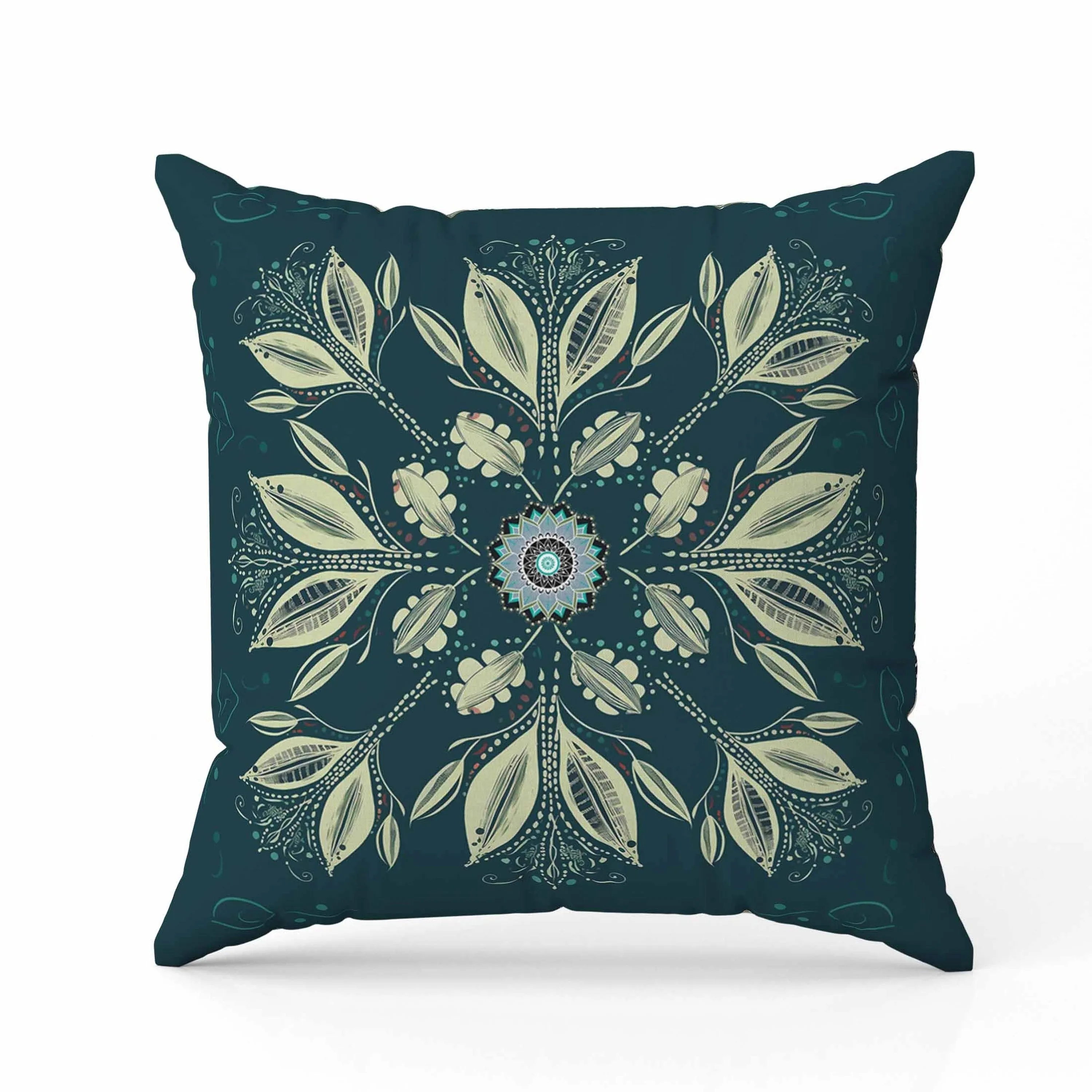 Leaf & Wing Whispers Faux Suede Reversible Throw Pillow Indigo and Cream
