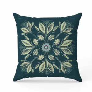 Leaf & Wing Whispers Faux Suede Reversible Throw Pillow Indigo and Cream