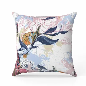 Leaf Lurker Faux Suede Reversible Throw Pillow Blue and Pink
