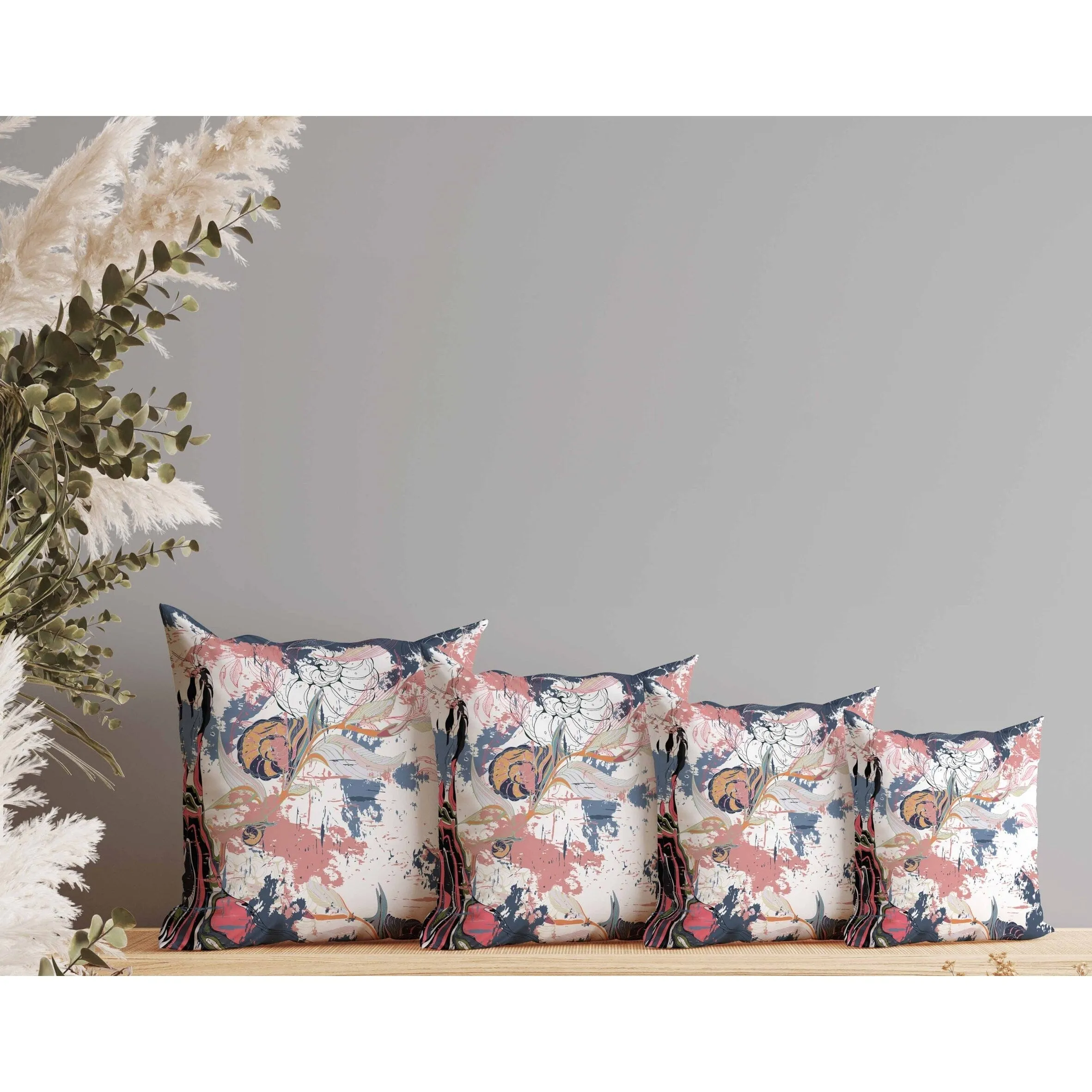 Leaf Lurker Faux Suede Reversible Throw Pillow White and Blue