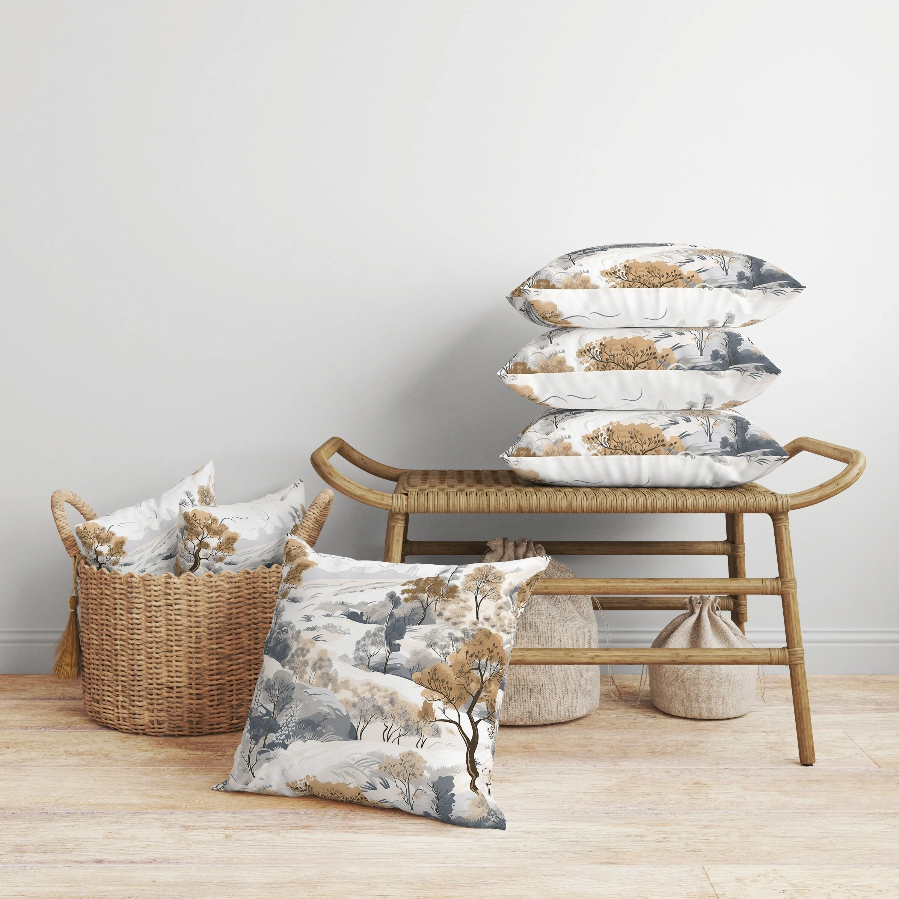 Leaf Magic Stories Faux Suede Reversible Throw Pillow Copper and Grey