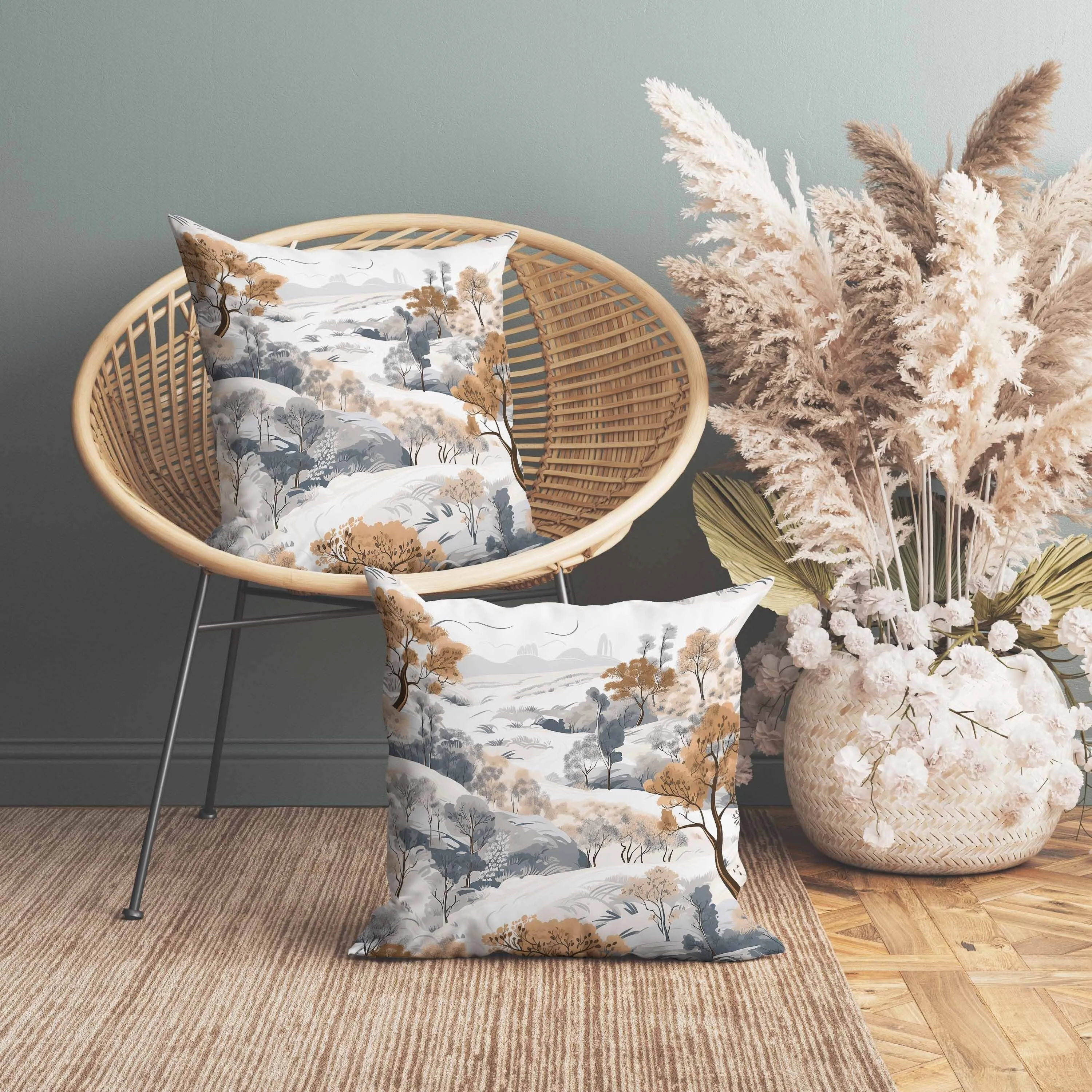 Leaf Magic Stories Faux Suede Reversible Throw Pillow Copper and Grey