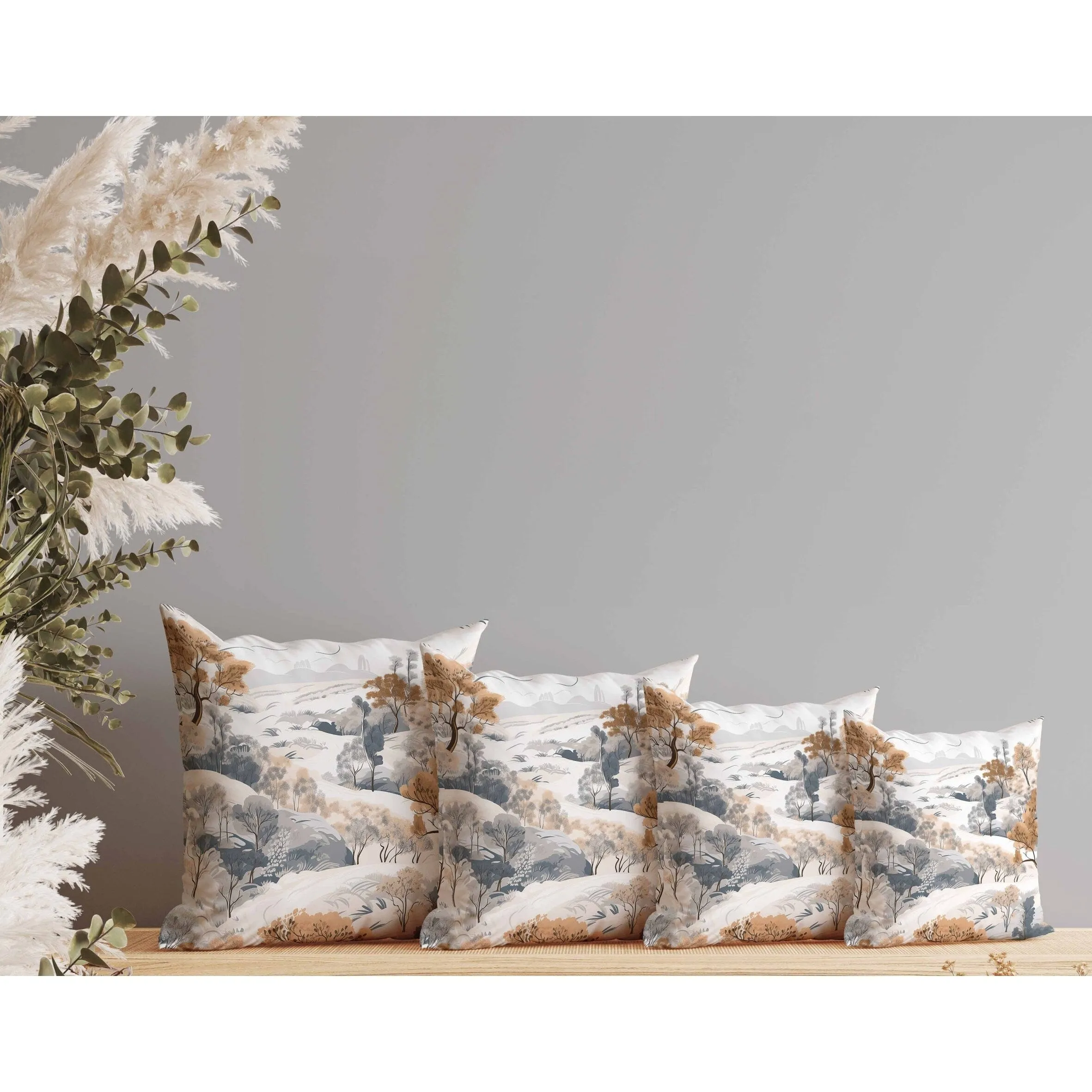 Leaf Magic Stories Faux Suede Reversible Throw Pillow Copper and Grey