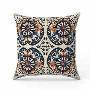 Leaflet Chronicles Indoor/Outdoor Reversible Throw Pillow Offwhite and Blue