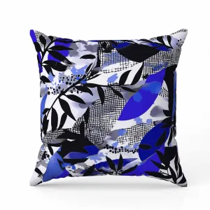Leafy Collage Faux Suede Reversible Throw Pillow Blue and Gray