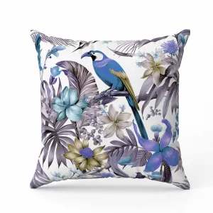 Leafy Lyricist Faux Suede Reversible Throw Pillow White and Blue