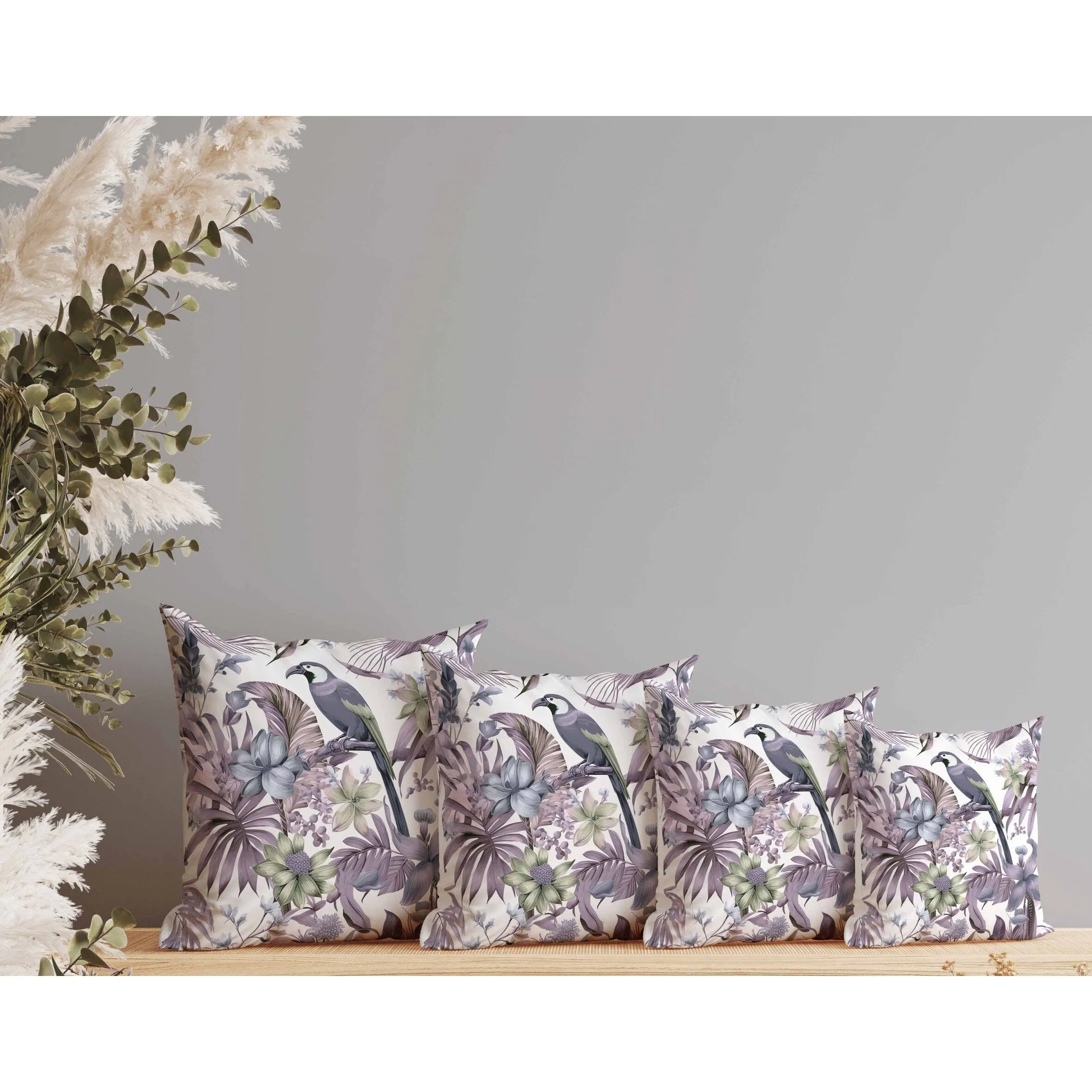 Leafy Lyricist Faux Suede Reversible Throw Pillow White and Purple