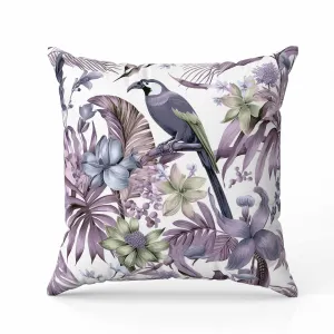 Leafy Lyricist Faux Suede Reversible Throw Pillow White and Purple