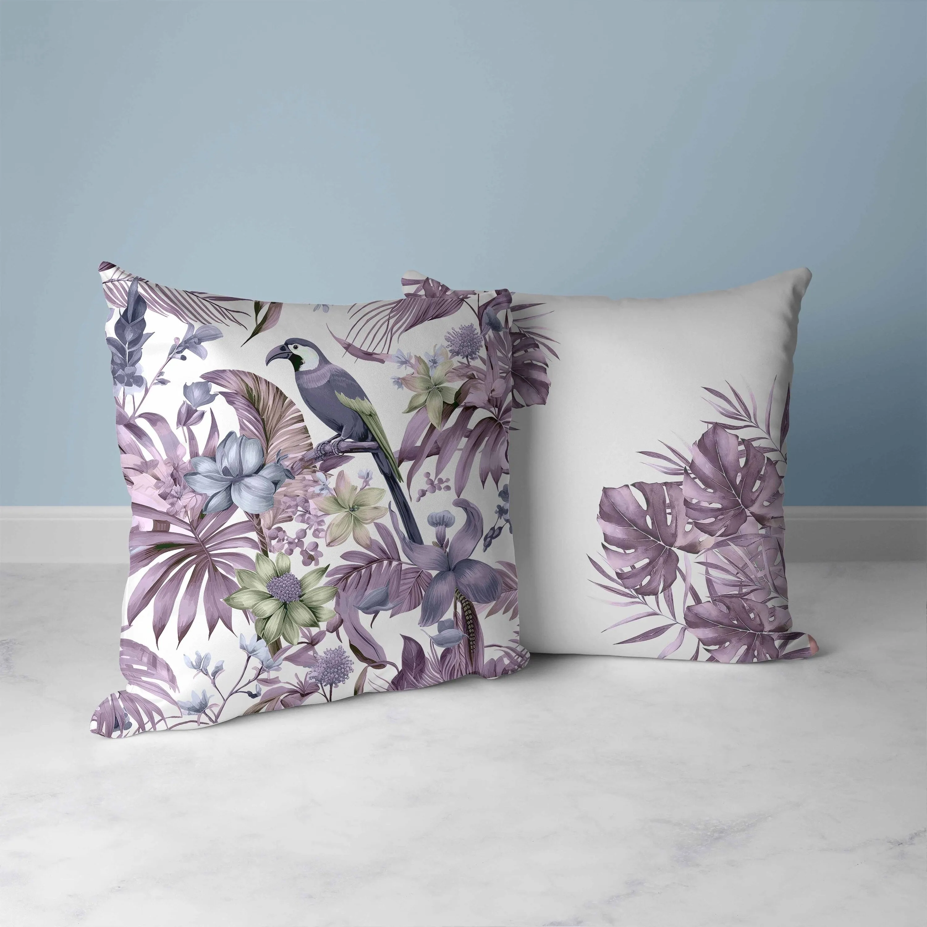 Leafy Lyricist Faux Suede Reversible Throw Pillow White and Purple
