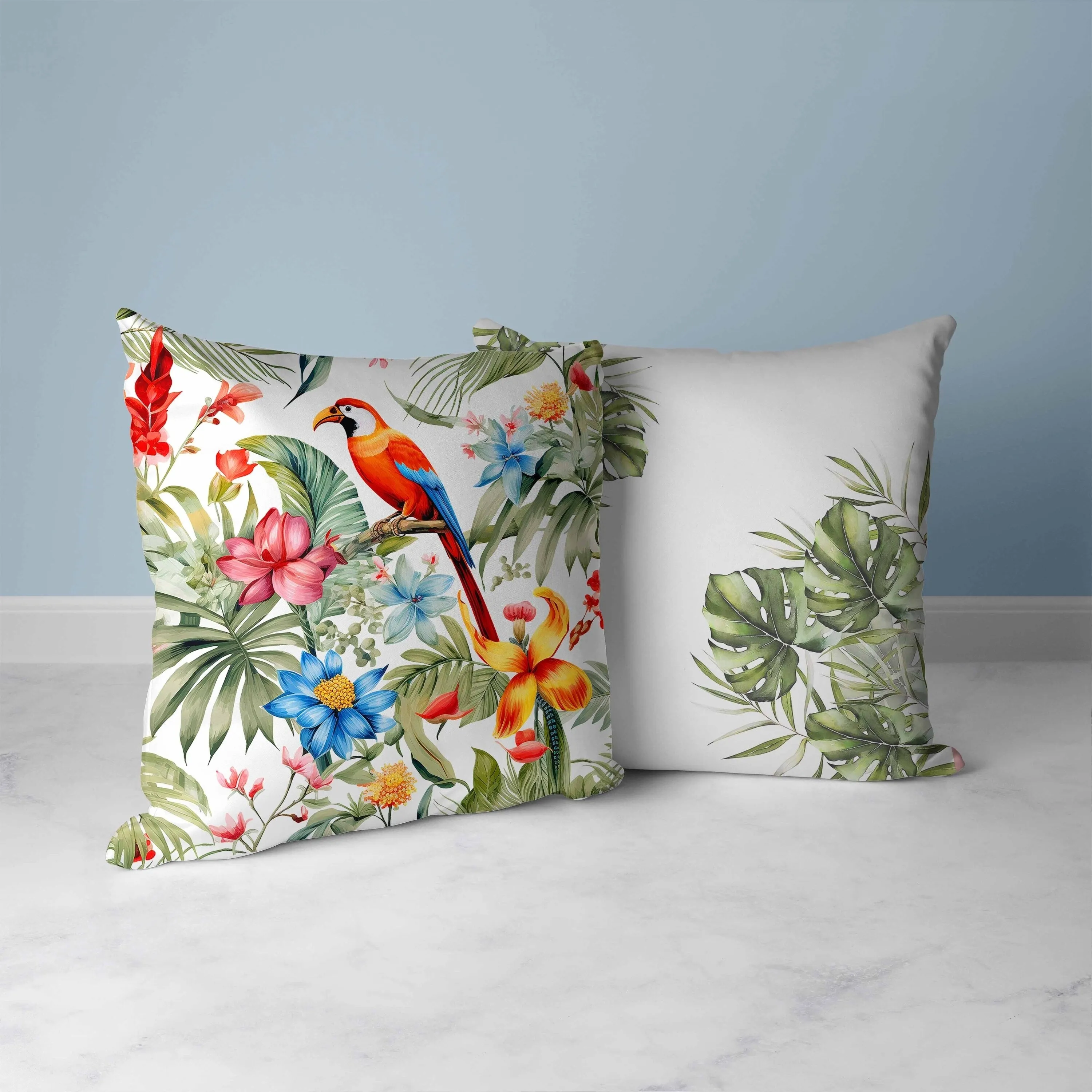 Leafy Lyricist Faux Suede Reversible Throw Pillow White and Red