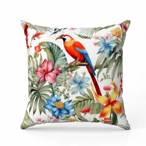 Leafy Lyricist Faux Suede Reversible Throw Pillow White and Red