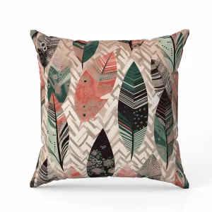 Leafy Mirage Faux Suede Reversible Throw Pillow Pink and Green