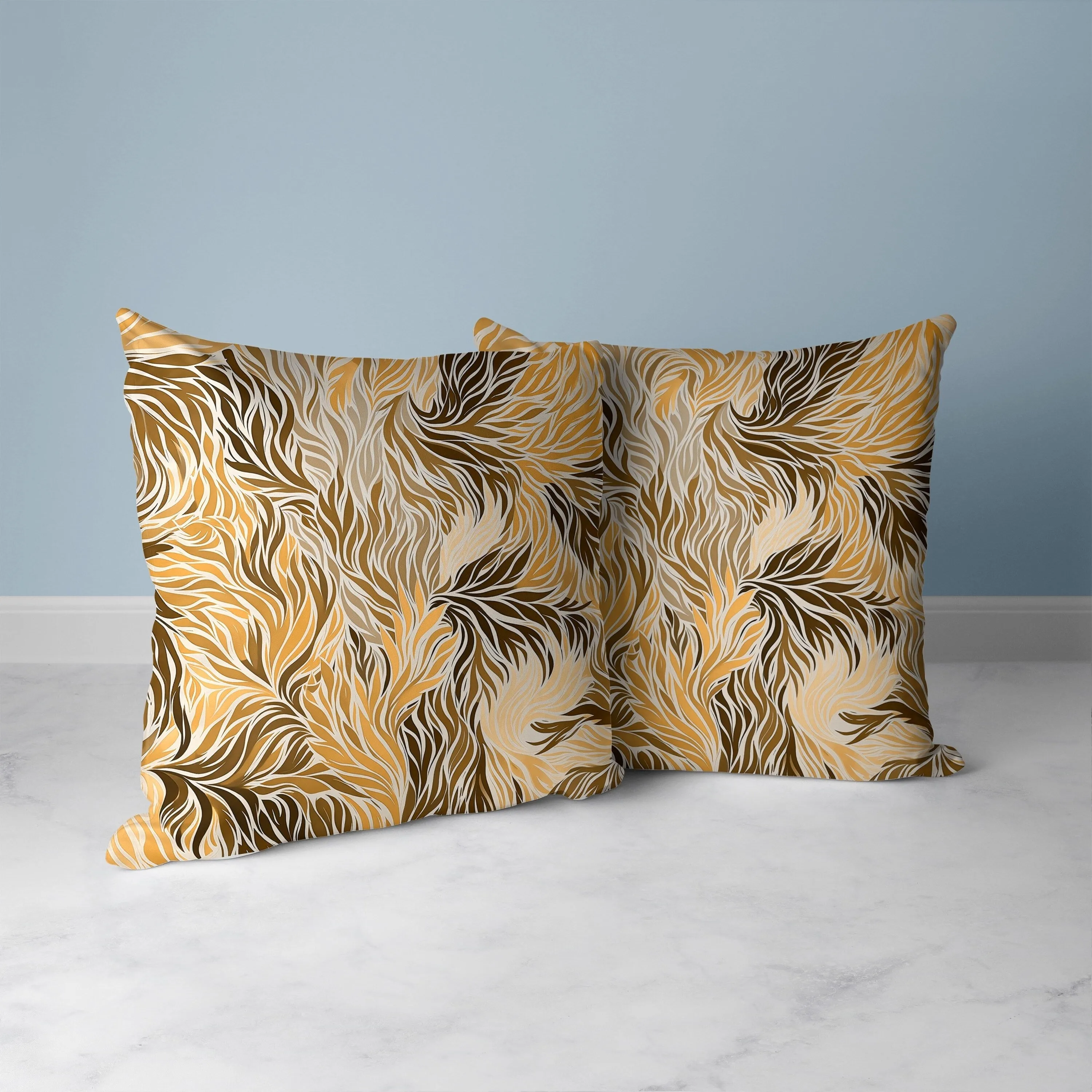 Leafy Whirl Faux Suede Reversible Throw Pillow Brown and Orange