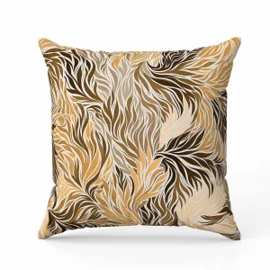 Leafy Whirl Faux Suede Reversible Throw Pillow Brown and Orange