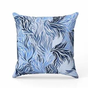 Leafy Whirl Faux Suede Reversible Throw Pillow White and Blue