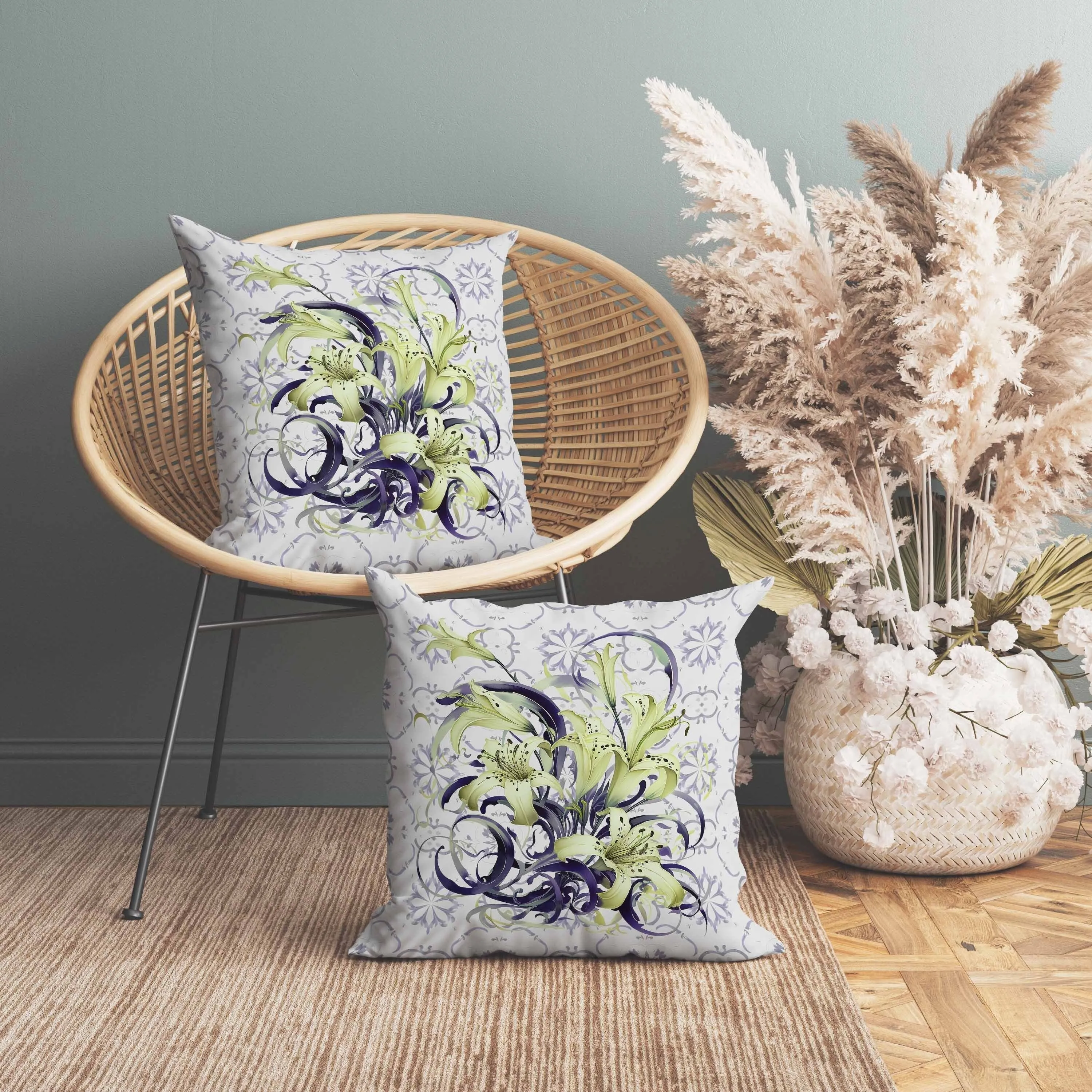 Lily Legends Faux Suede Reversible Throw Pillow Purple and Green