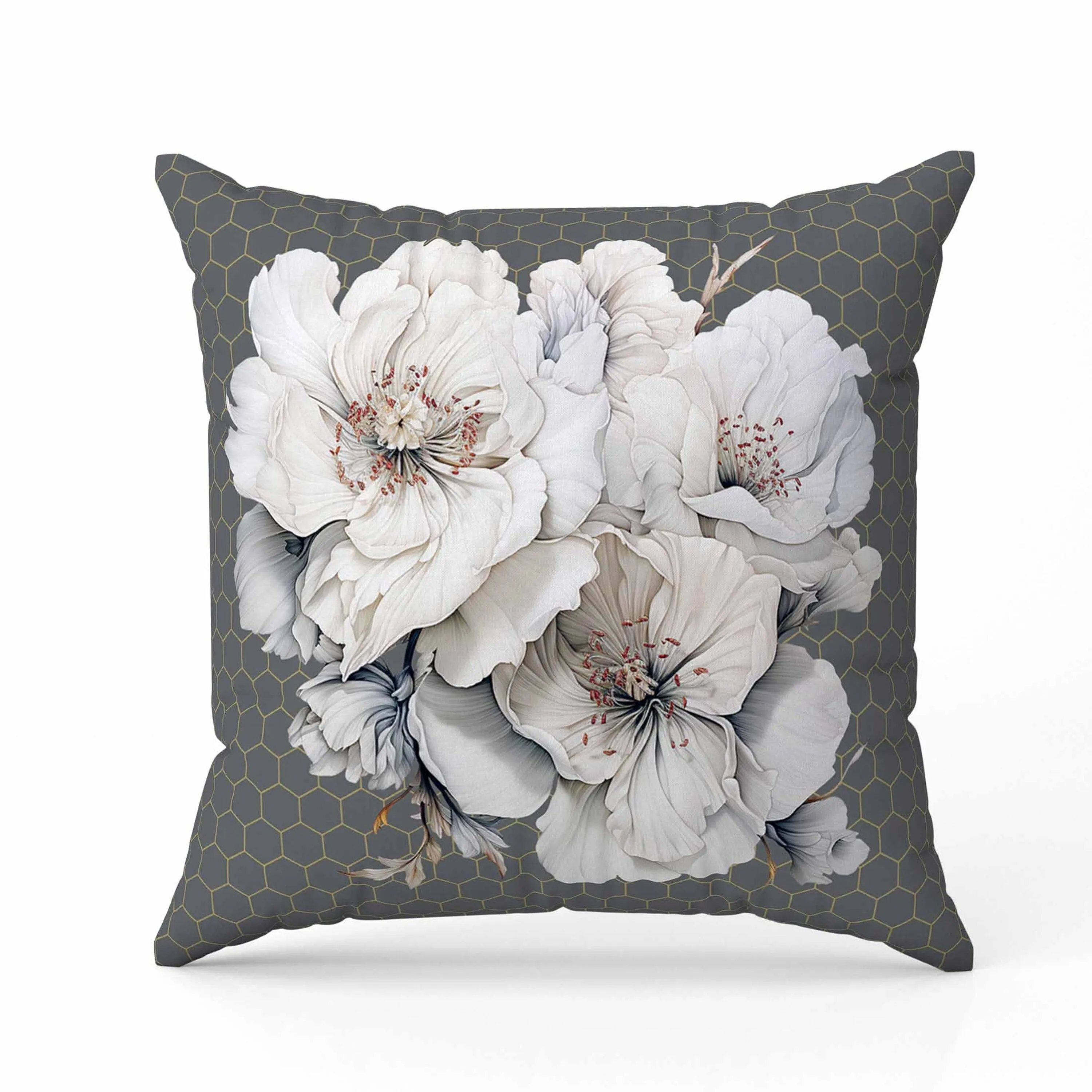 Magnolia Majesty Faux Suede Reversible Throw Pillow Dark and Grey
