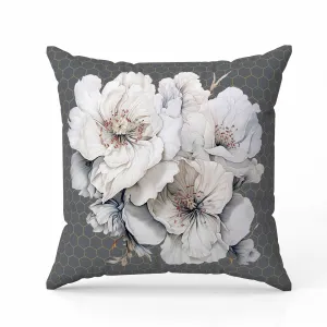 Magnolia Majesty Faux Suede Reversible Throw Pillow Dark and Grey