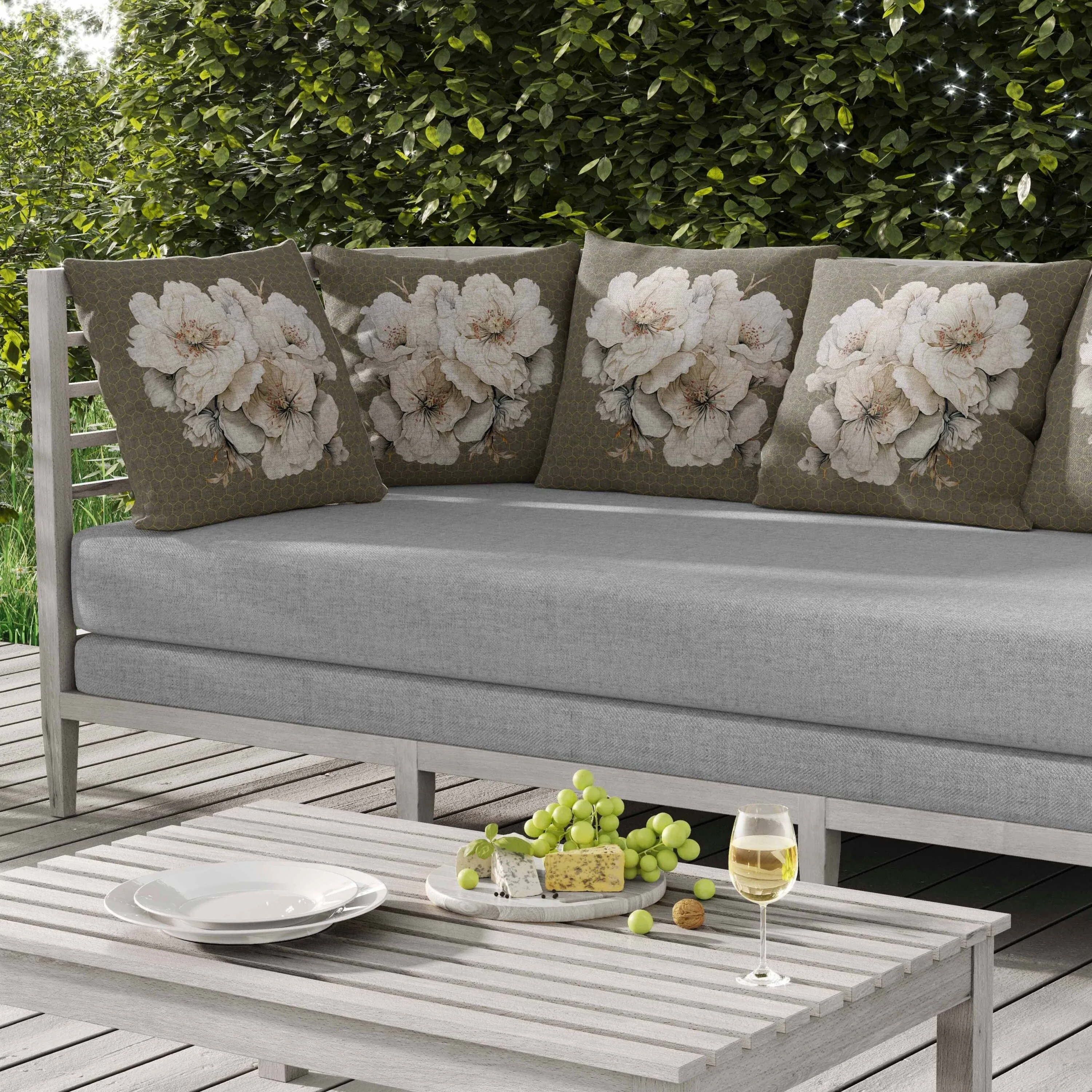 Magnolia Majesty Indoor/Outdoor Reversible Throw Pillow Aloe and Green