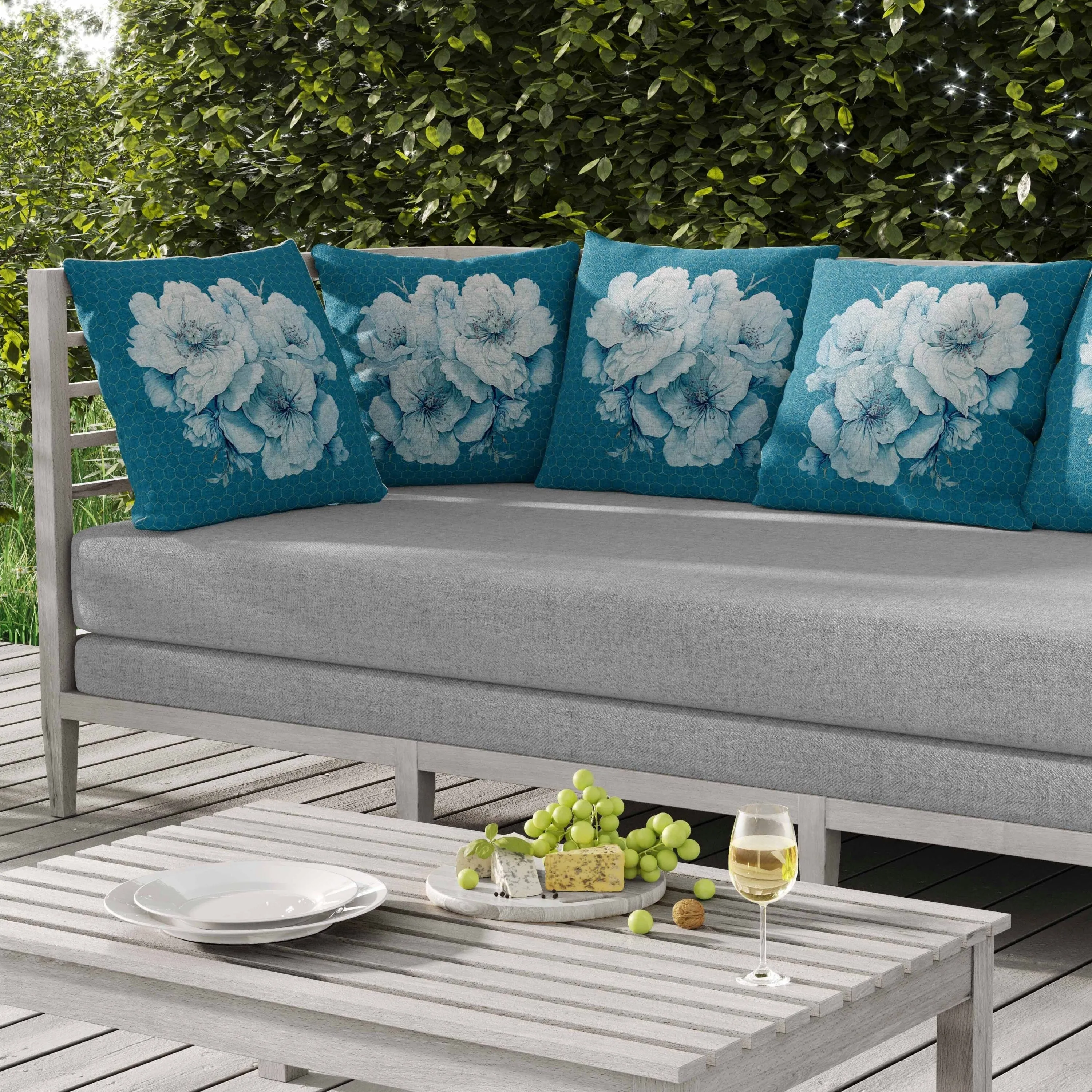 Magnolia Majesty Indoor/Outdoor Reversible Throw Pillow Corruleum and Blue