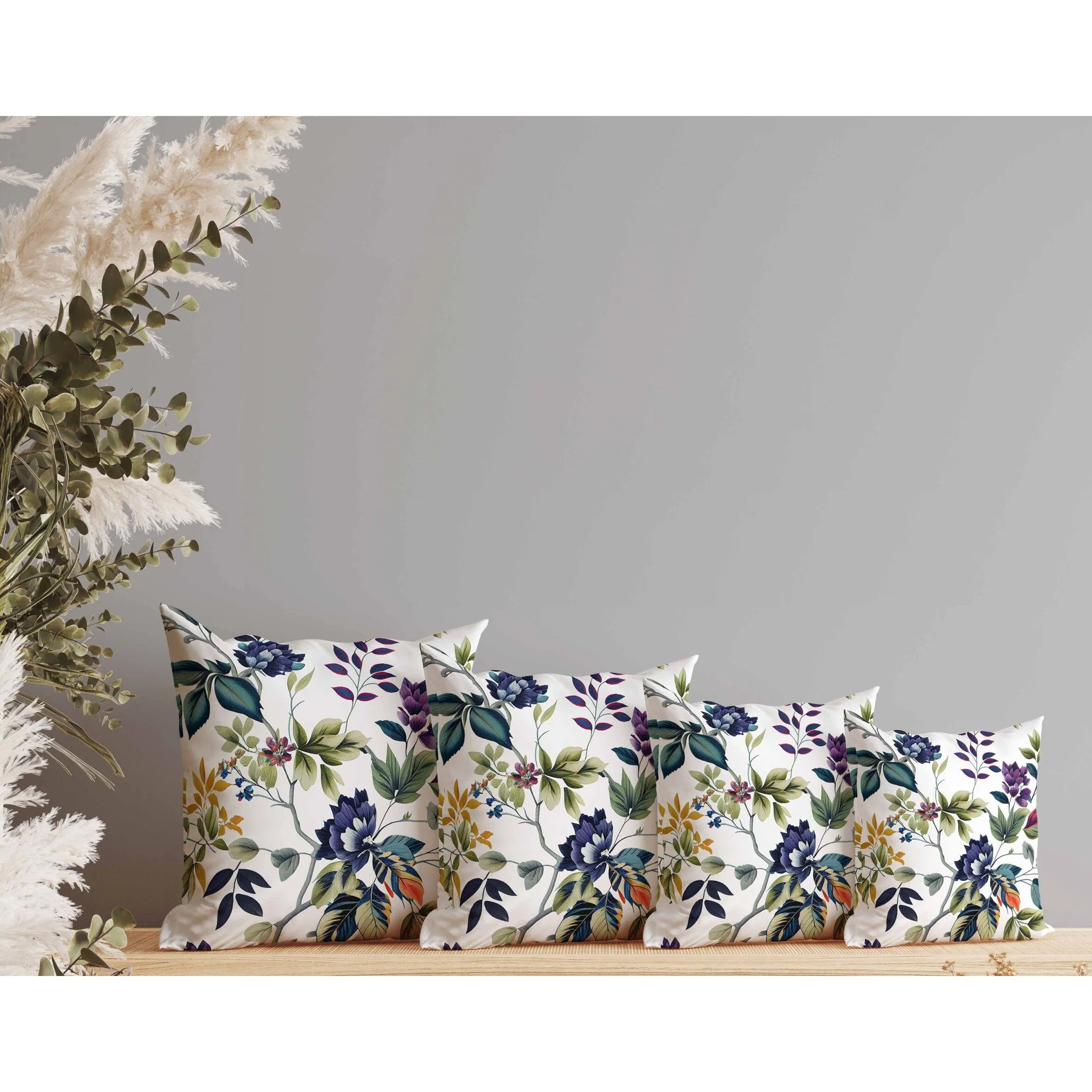 Majestic Gardens Faux Suede Reversible Throw Pillow White and Green