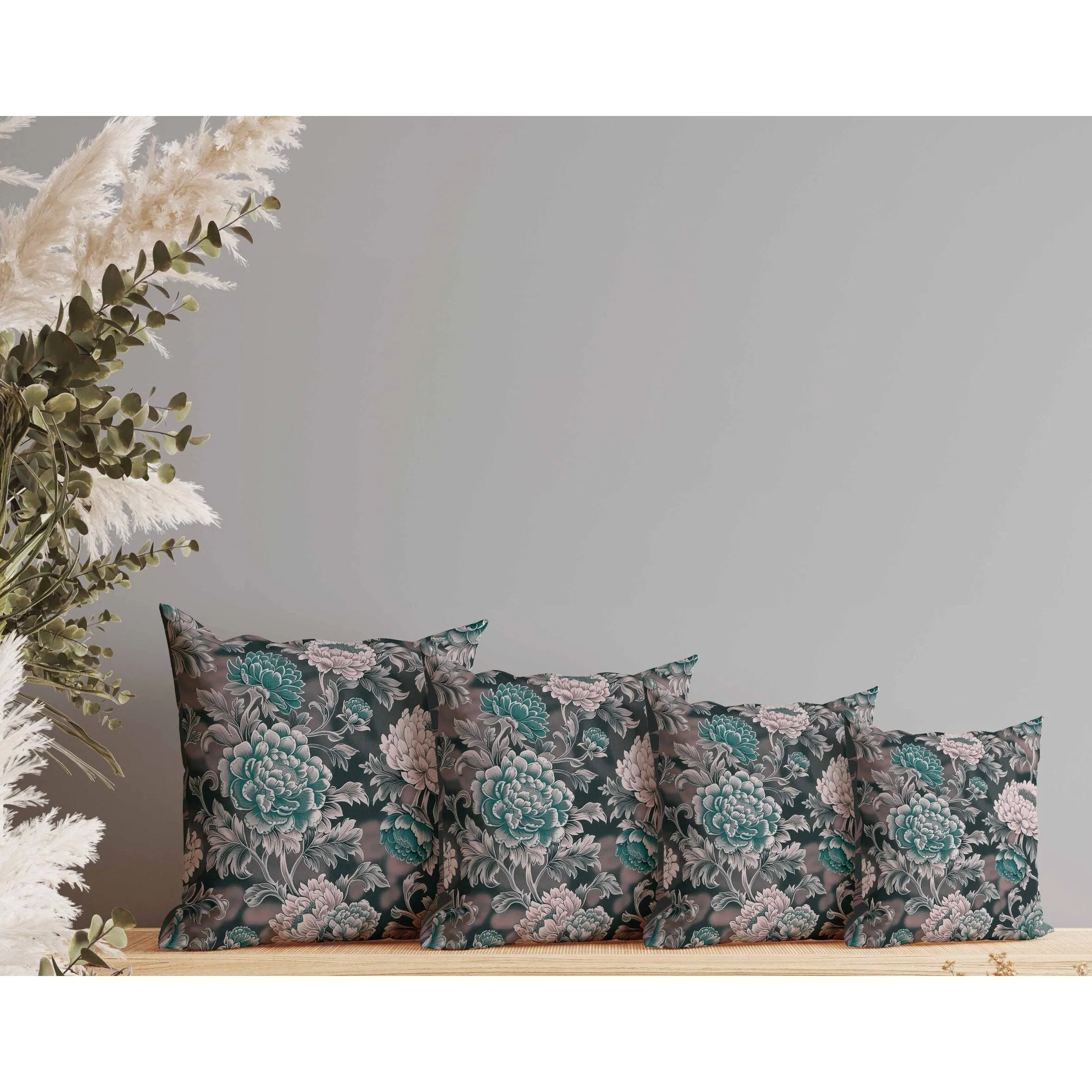 Meadow Bloom Faux Suede Reversible Throw Pillow Green and Pink
