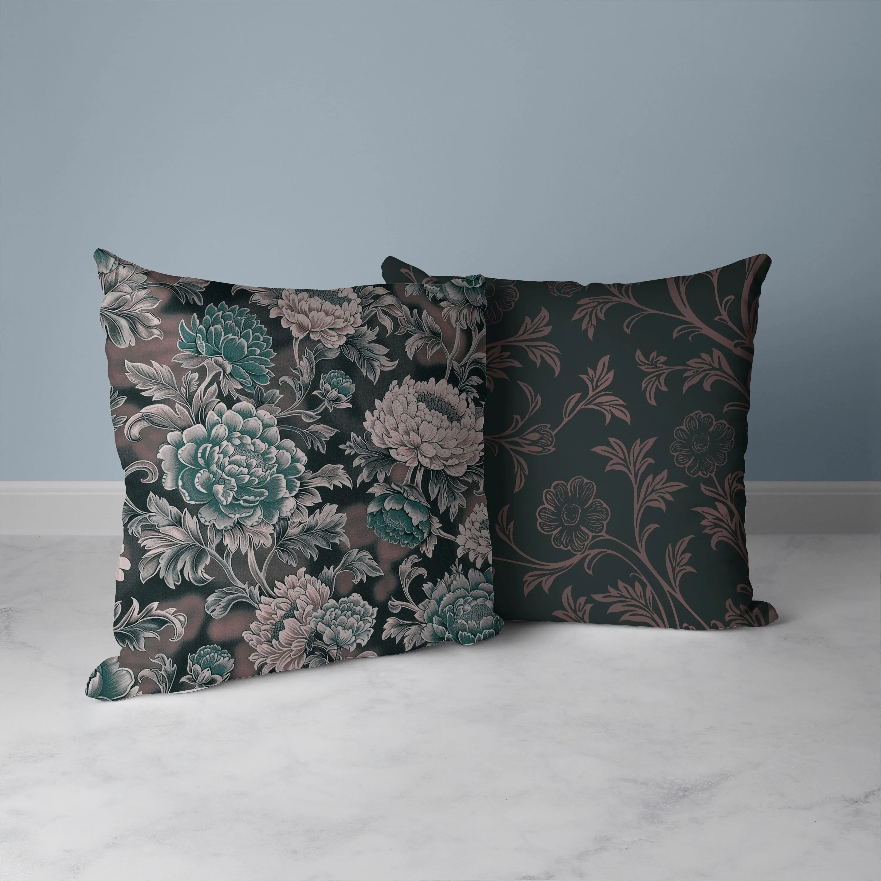 Meadow Bloom Faux Suede Reversible Throw Pillow Green and Pink