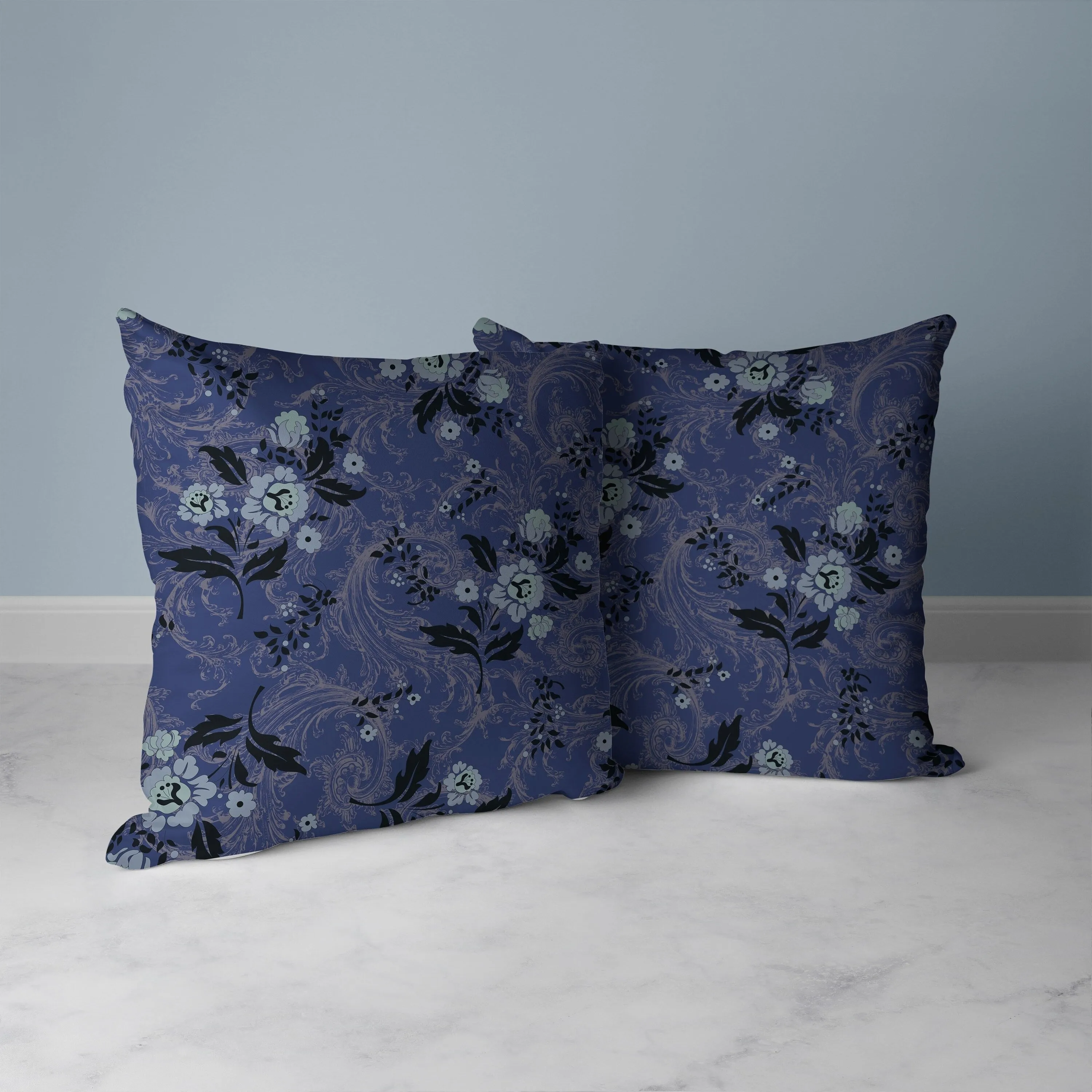 Meadow Strokes Faux Suede Reversible Throw Pillow Blue and Gray