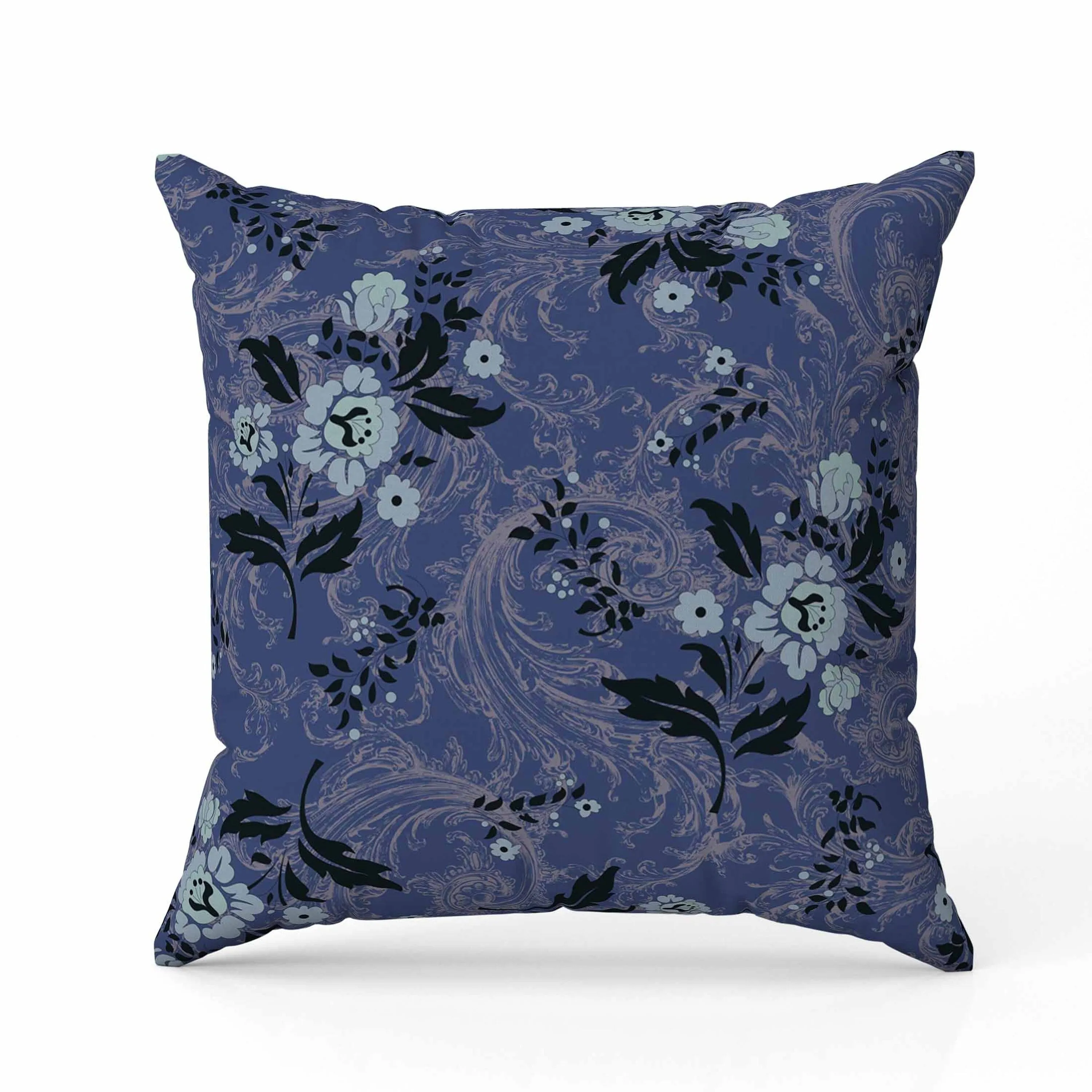Meadow Strokes Faux Suede Reversible Throw Pillow Blue and Gray