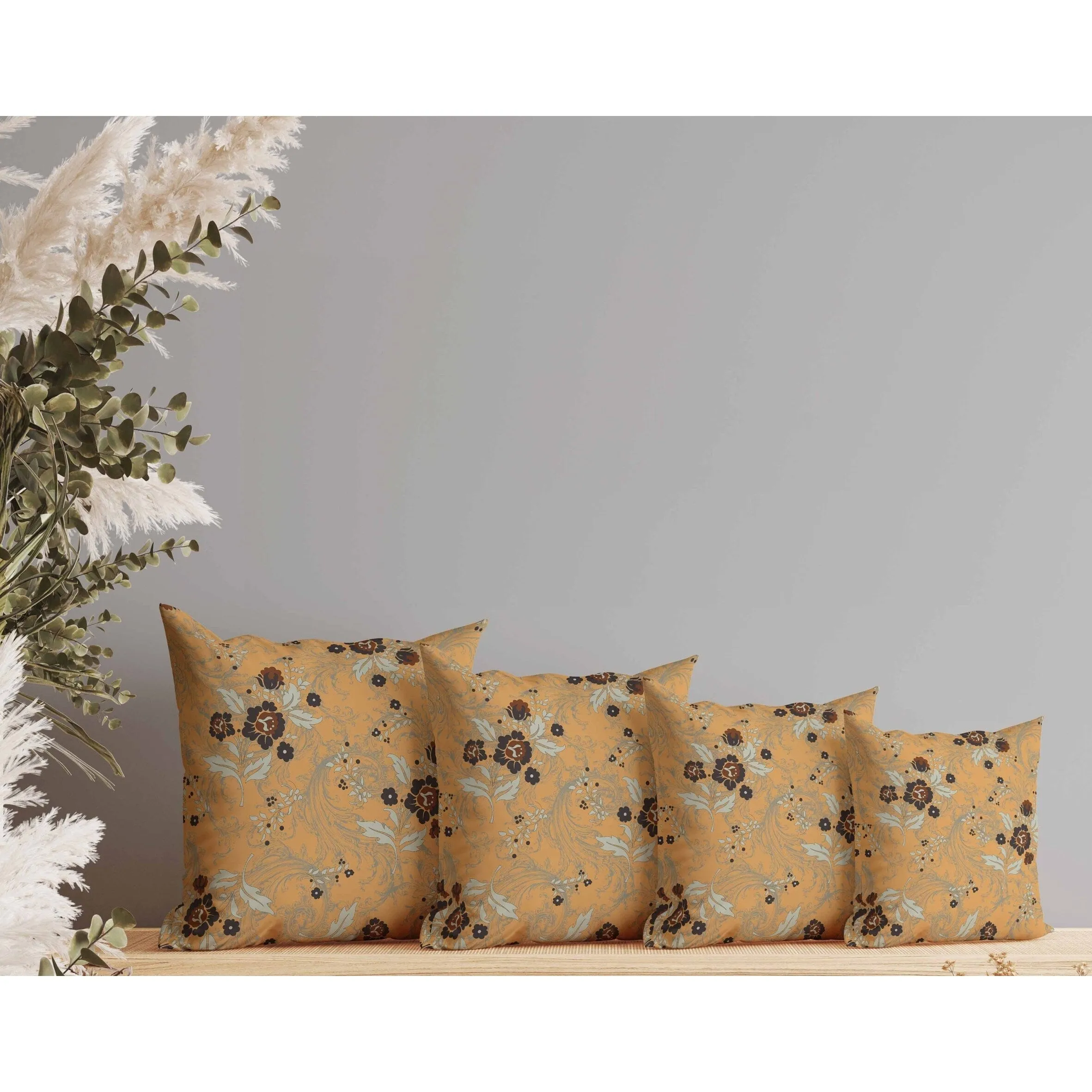Meadow Strokes Faux Suede Reversible Throw Pillow Orange and Brown