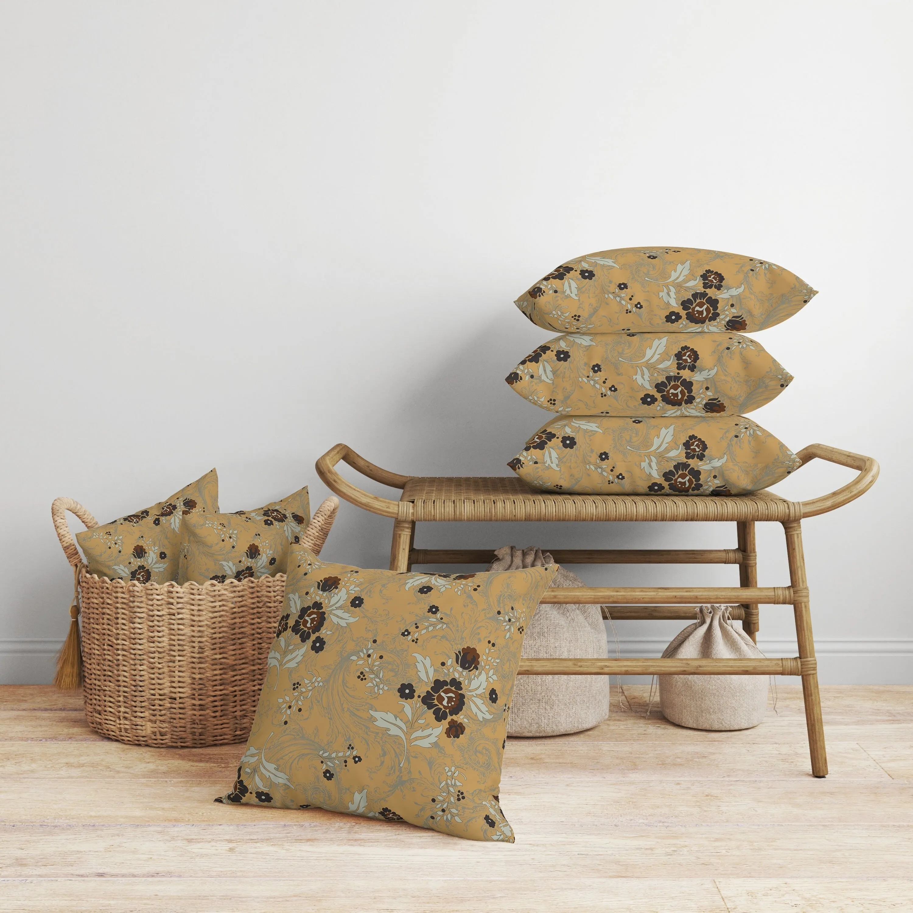 Meadow Strokes Faux Suede Reversible Throw Pillow Orange and Brown