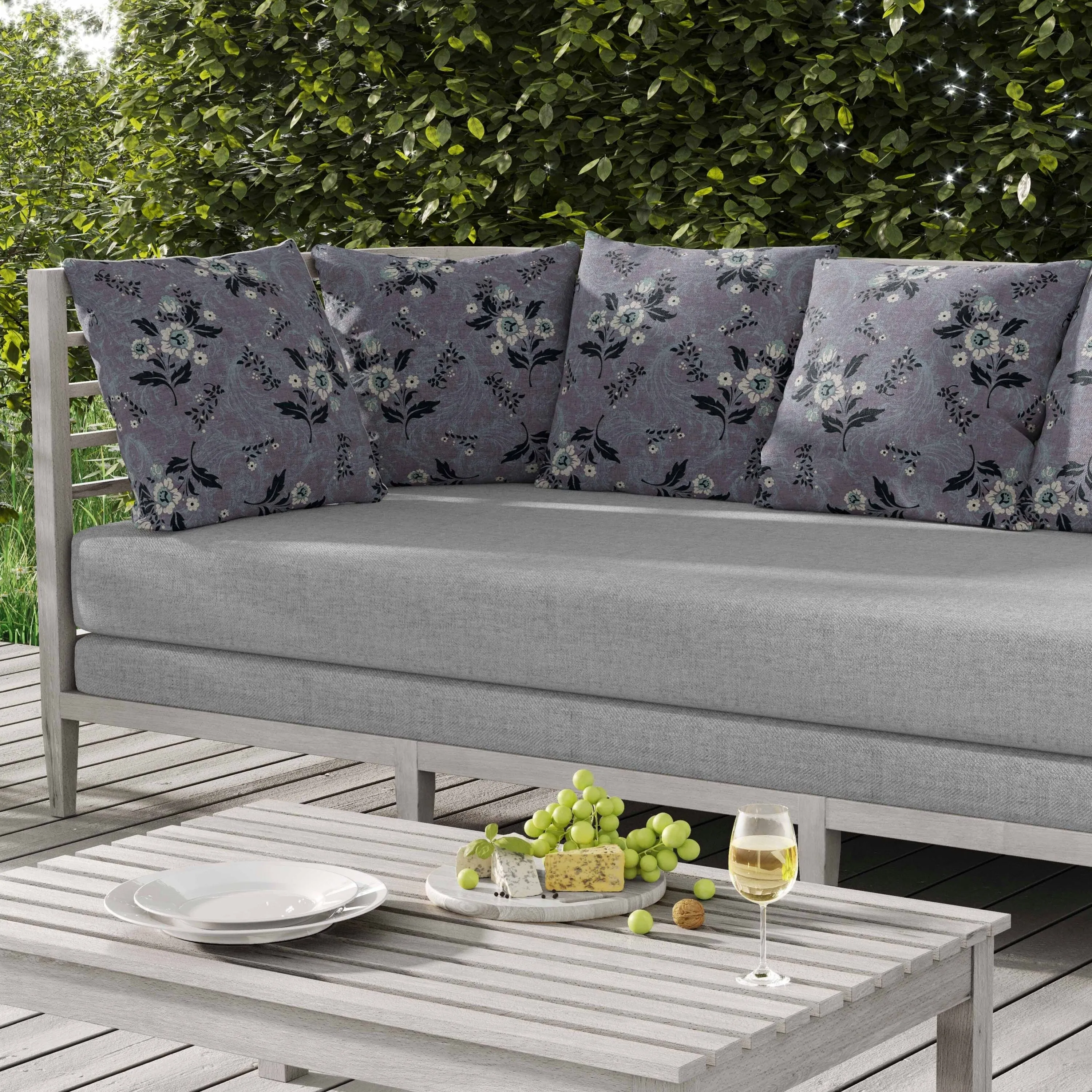 Meadow Strokes Indoor/Outdoor Reversible Throw Pillow Gray and Black