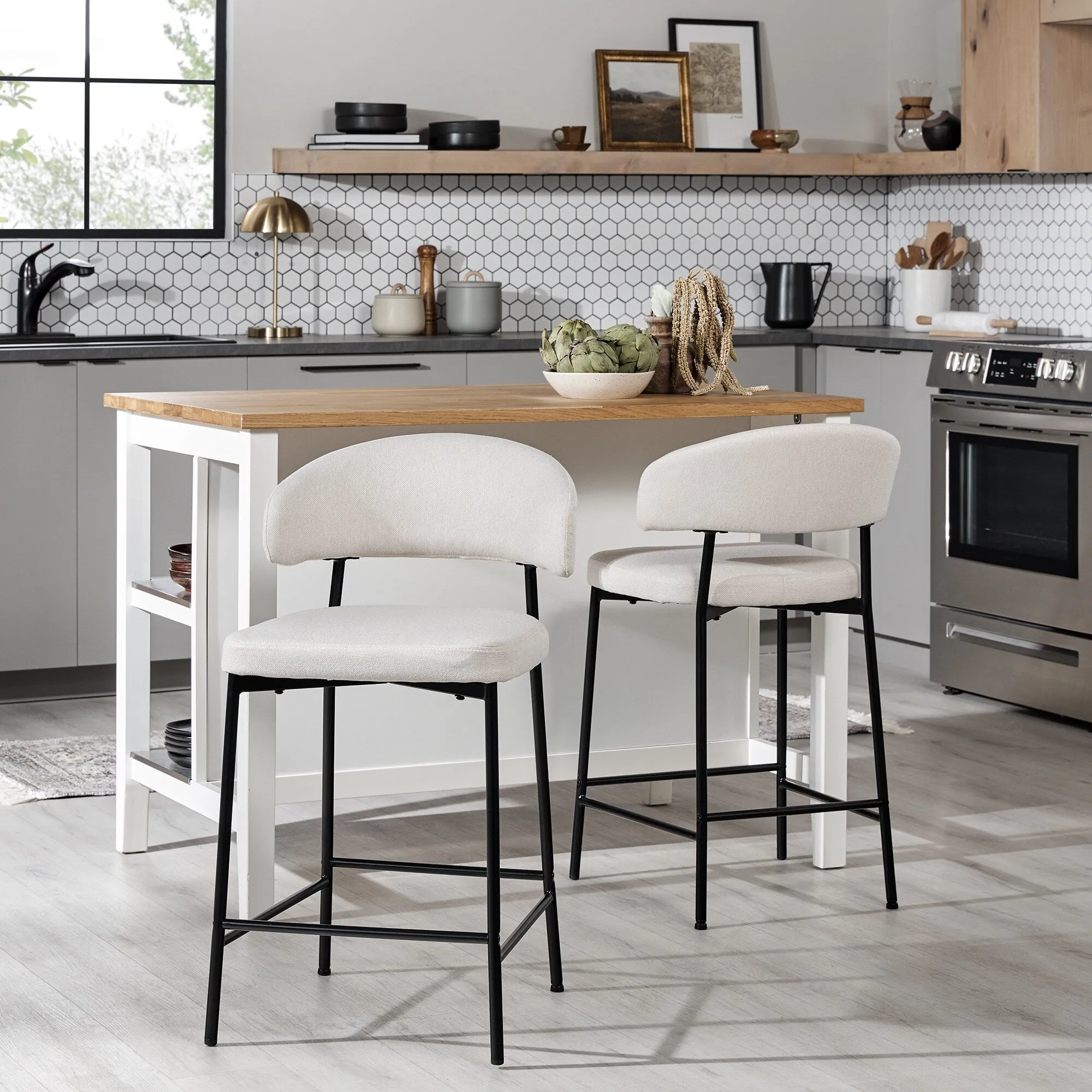 Middlebrook Designs Curved Back Counter Stool (Set of 2)