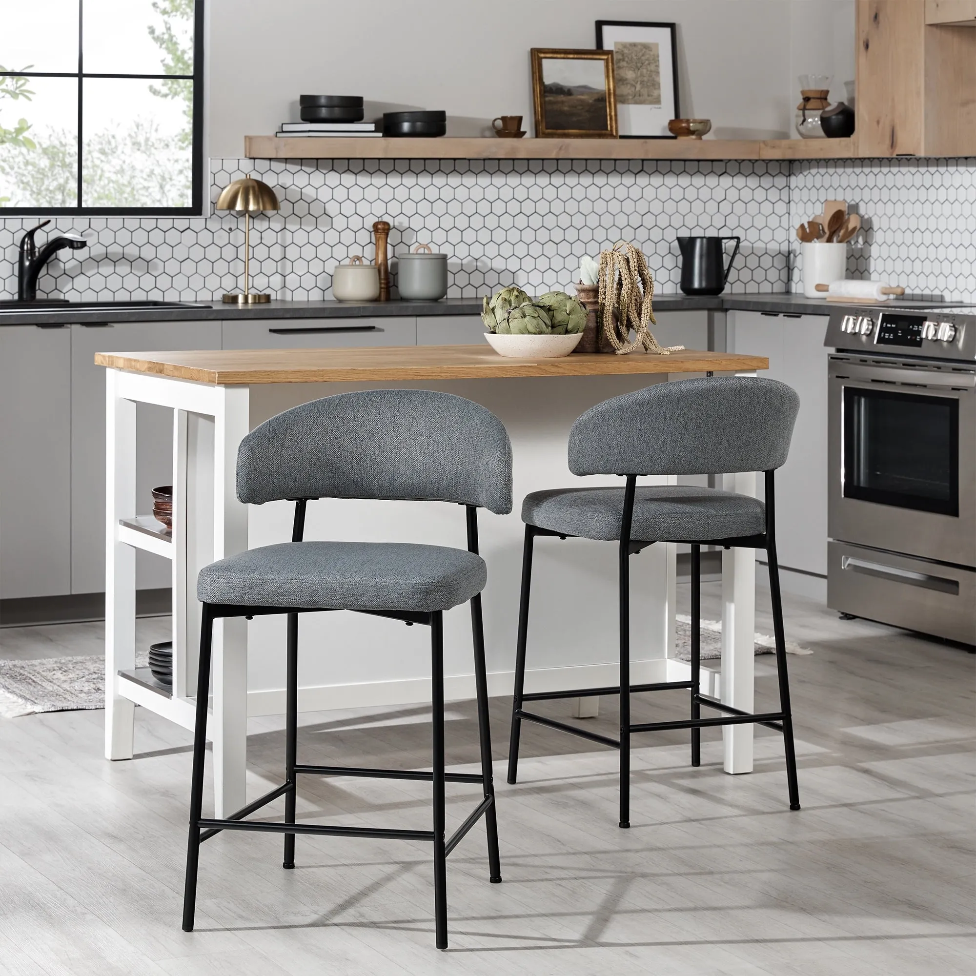 Middlebrook Designs Curved Back Counter Stool (Set of 2)