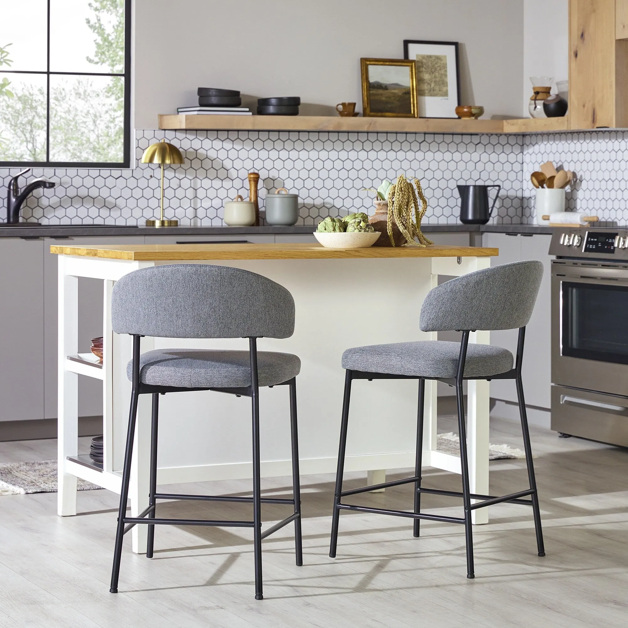Middlebrook Designs Curved Back Counter Stool (Set of 2)