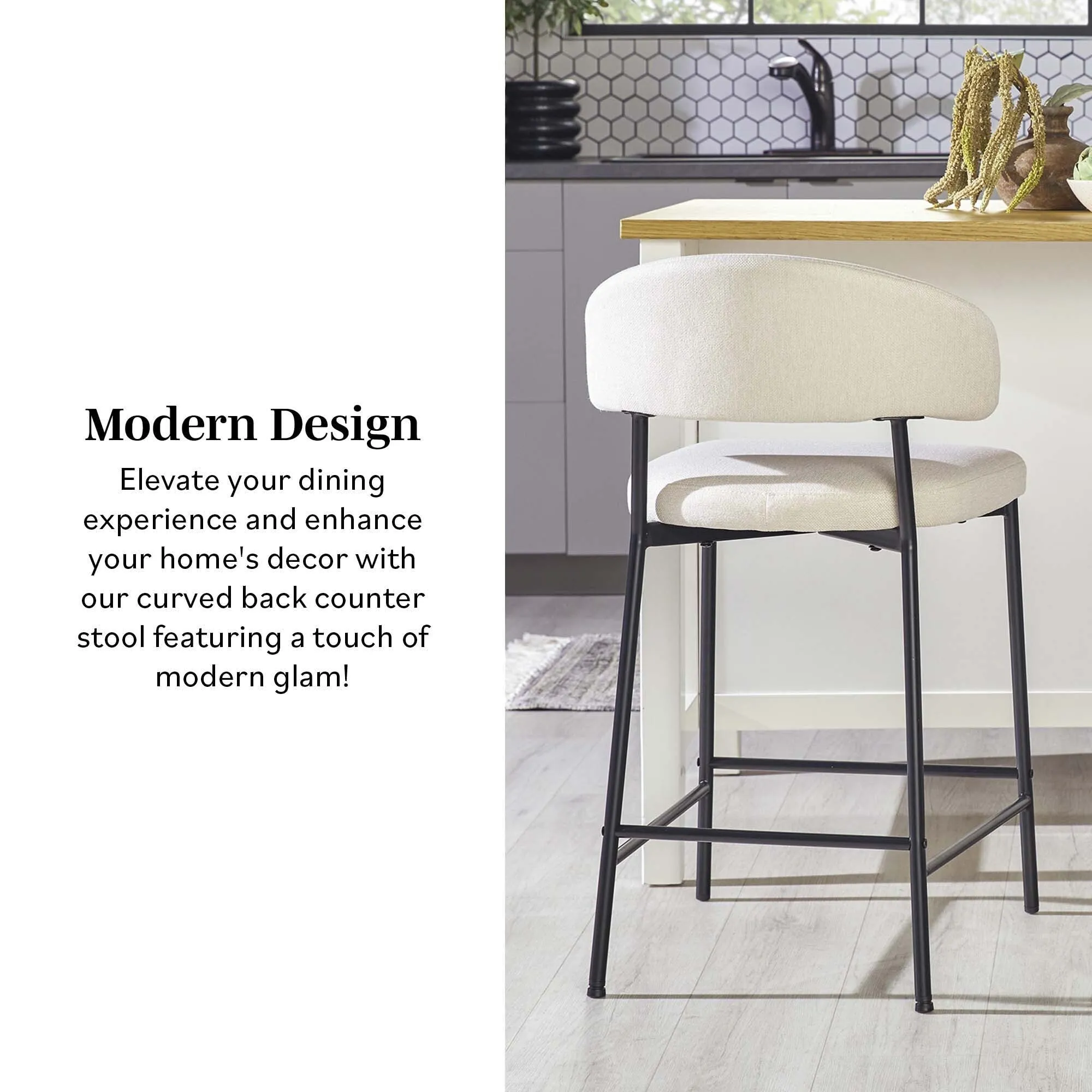 Middlebrook Designs Curved Back Counter Stool (Set of 2)