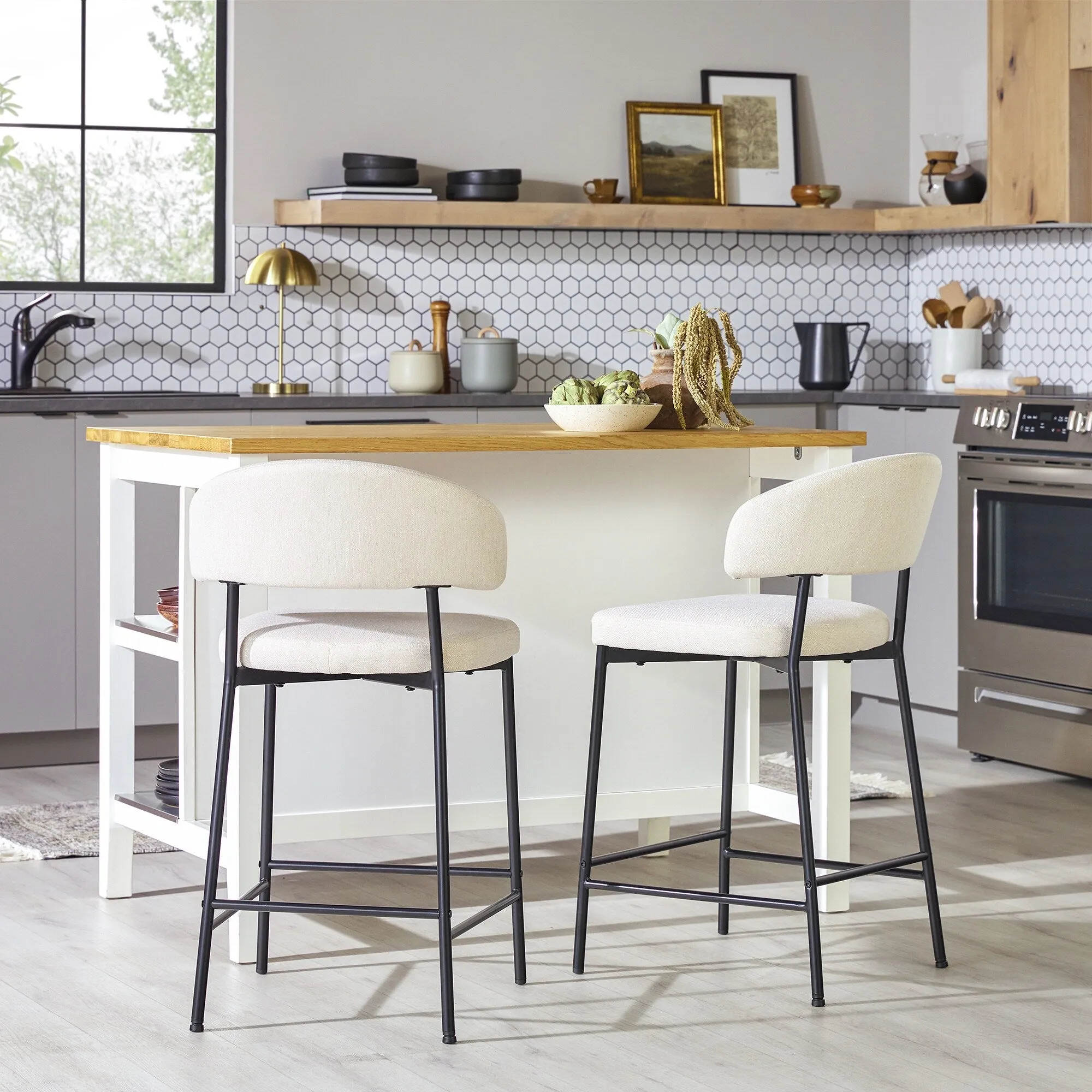 Middlebrook Designs Curved Back Counter Stool (Set of 2)