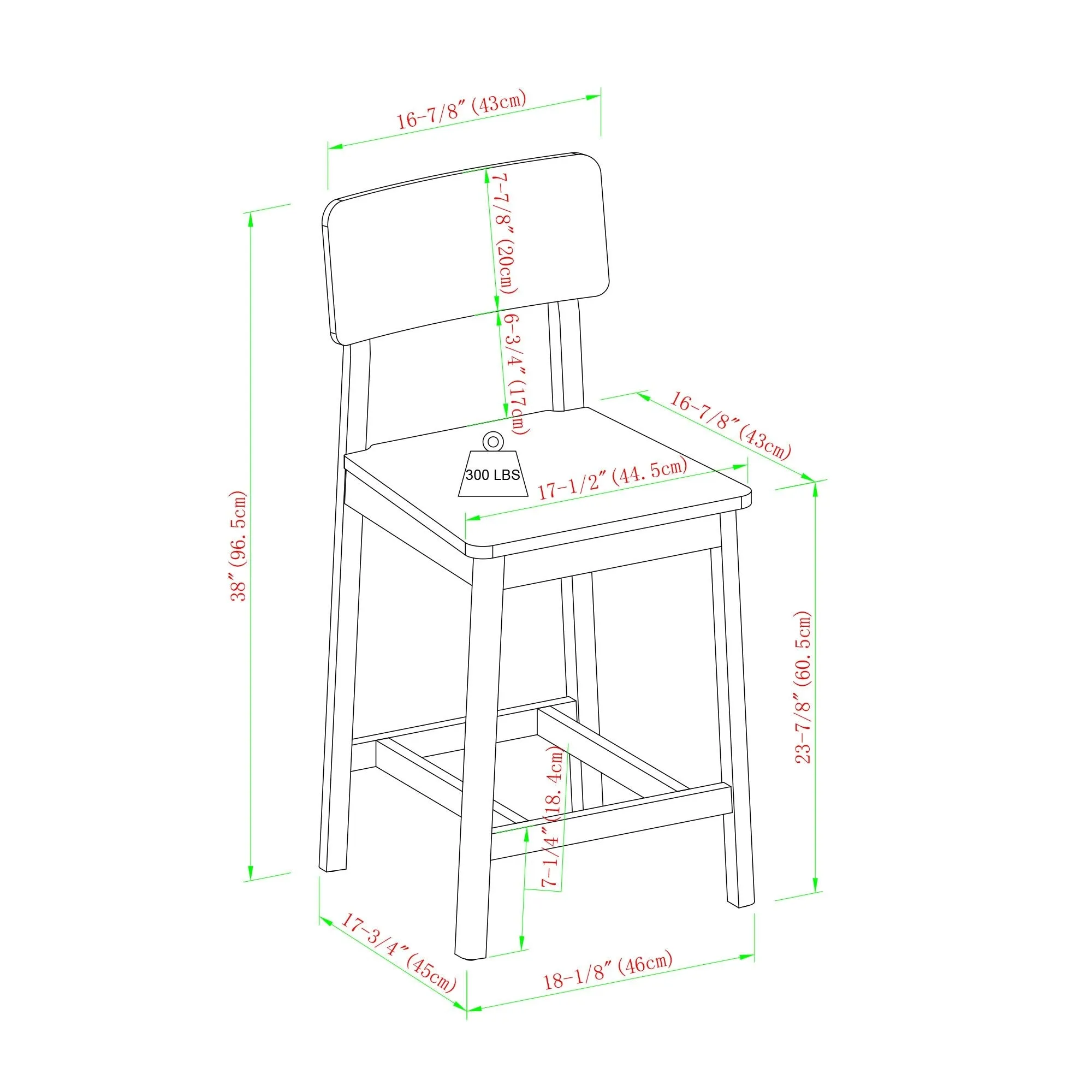Middlebrook Designs Solid Wood Counter Stool (Set of 2)