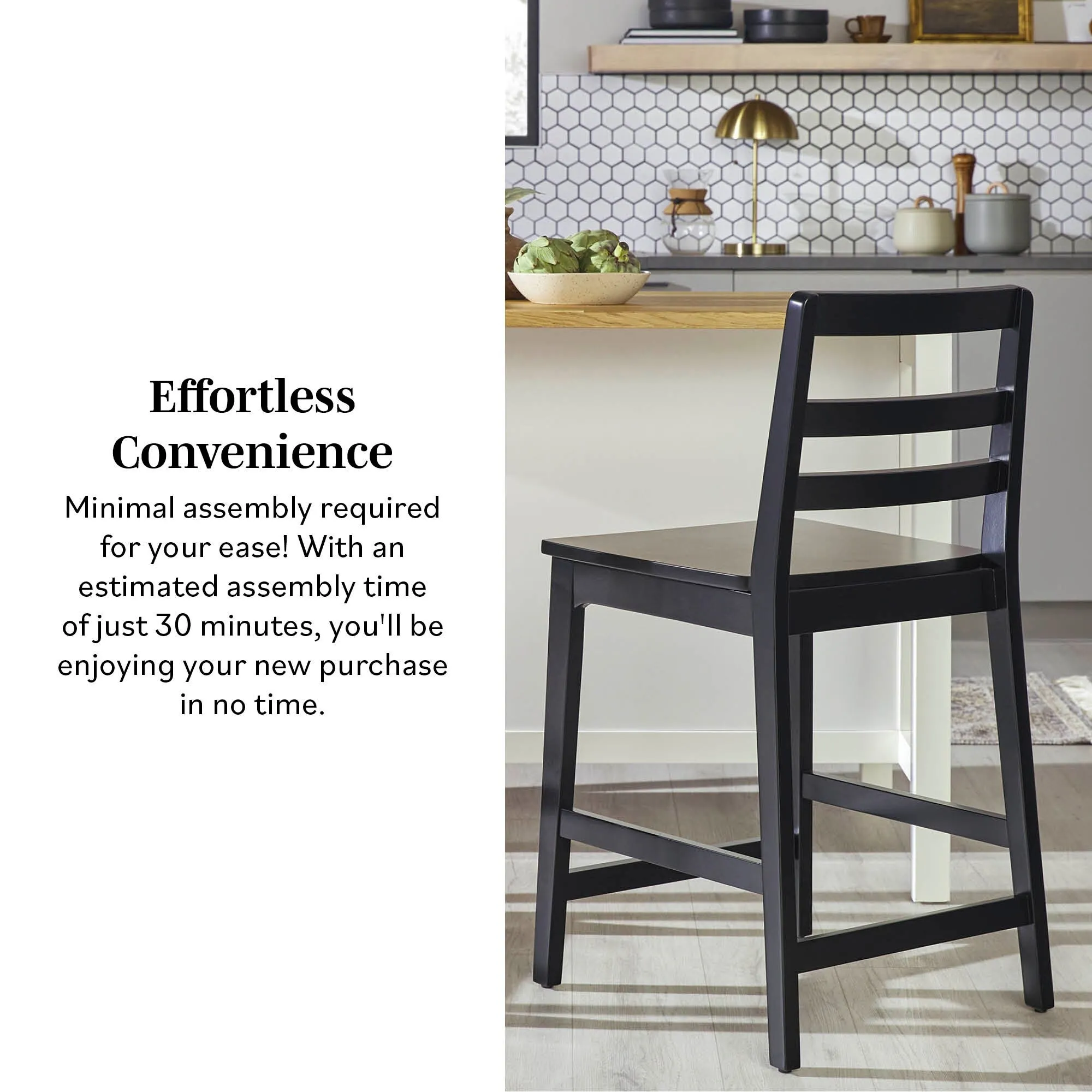 Middlebrook Designs Solid Wood Ladder Back Counter Stool (Set of 2)