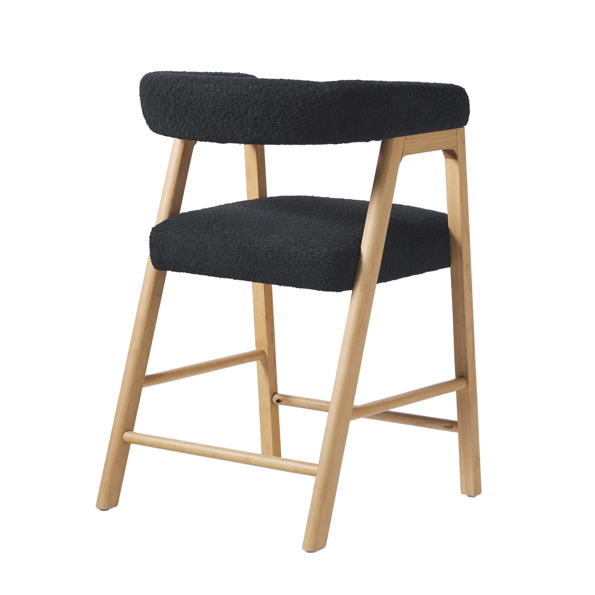 Middlebrook Modern Solid Wood Counter Stool with Boucle Upholstery