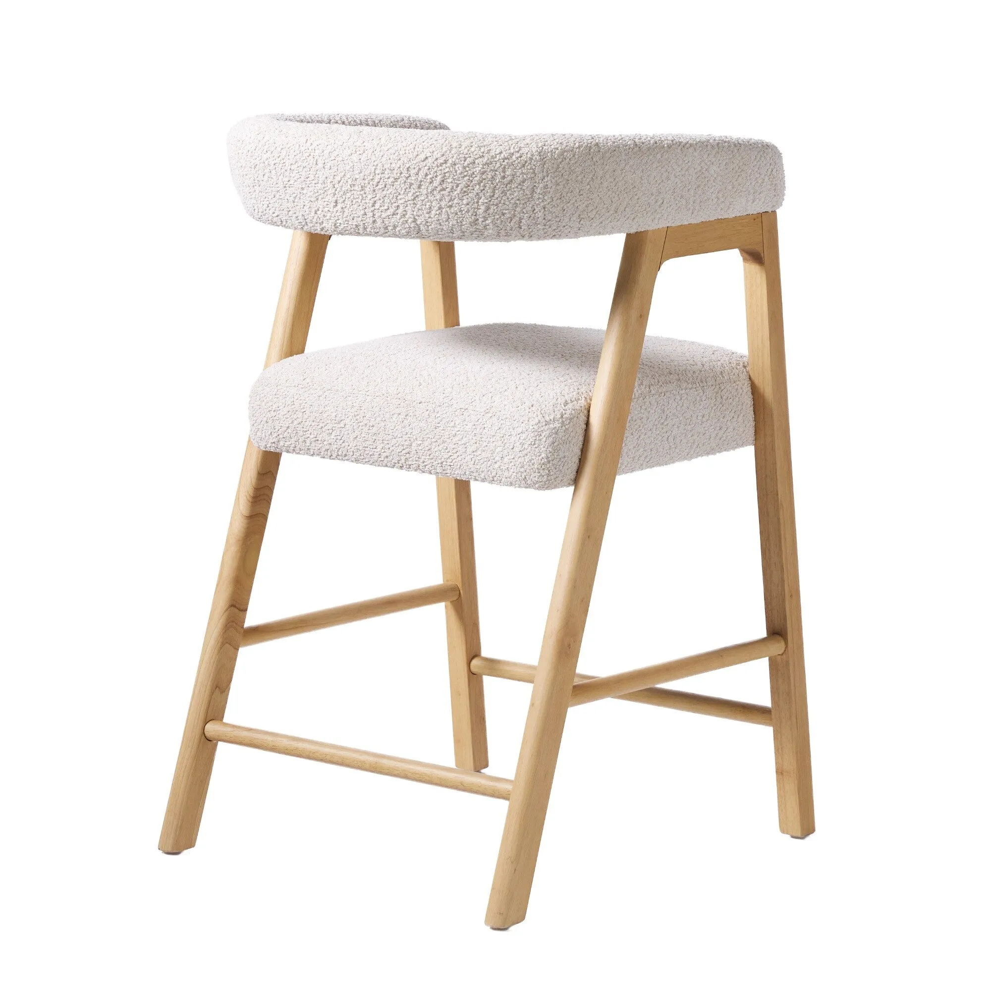 Middlebrook Modern Solid Wood Counter Stool with Boucle Upholstery