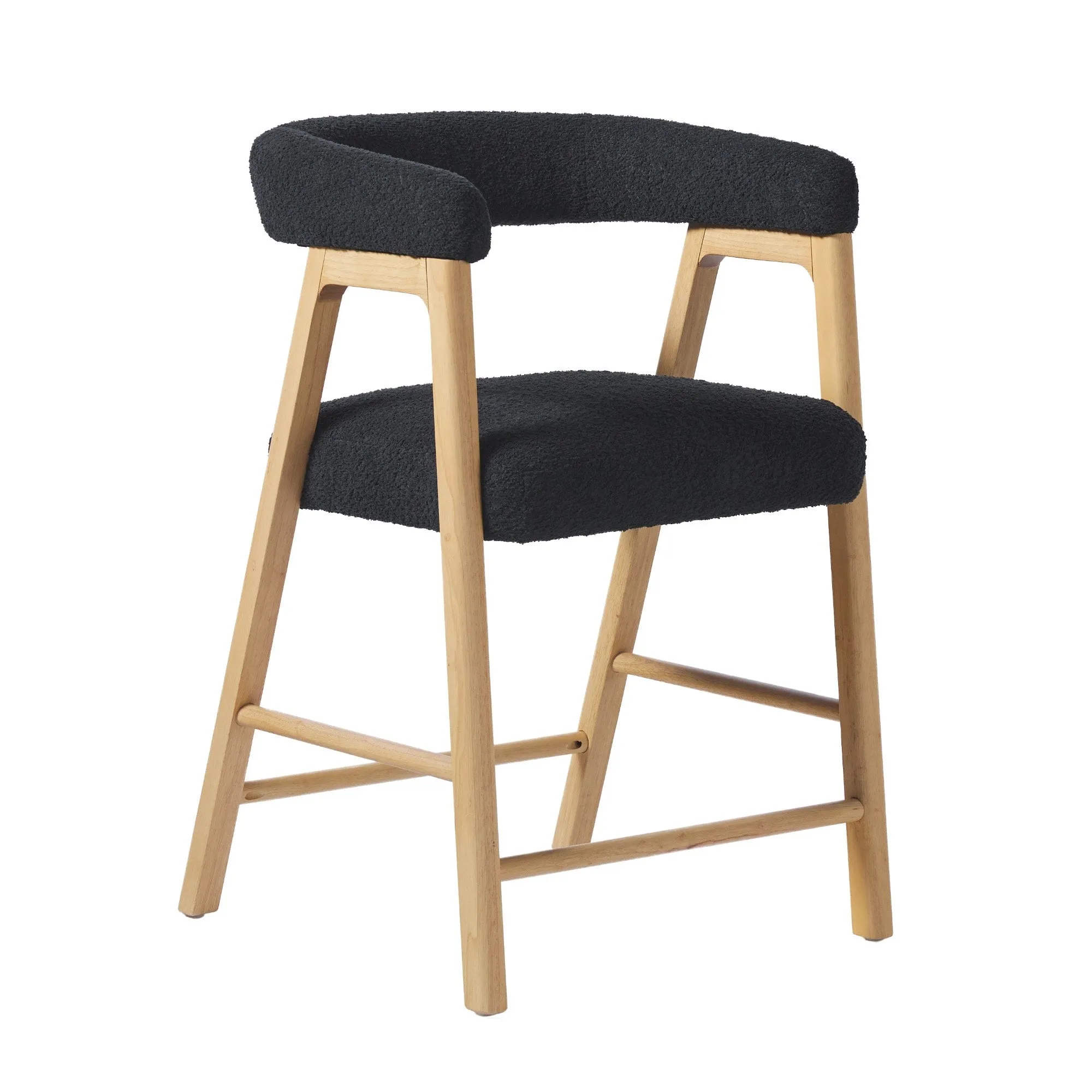 Middlebrook Modern Solid Wood Counter Stool with Boucle Upholstery