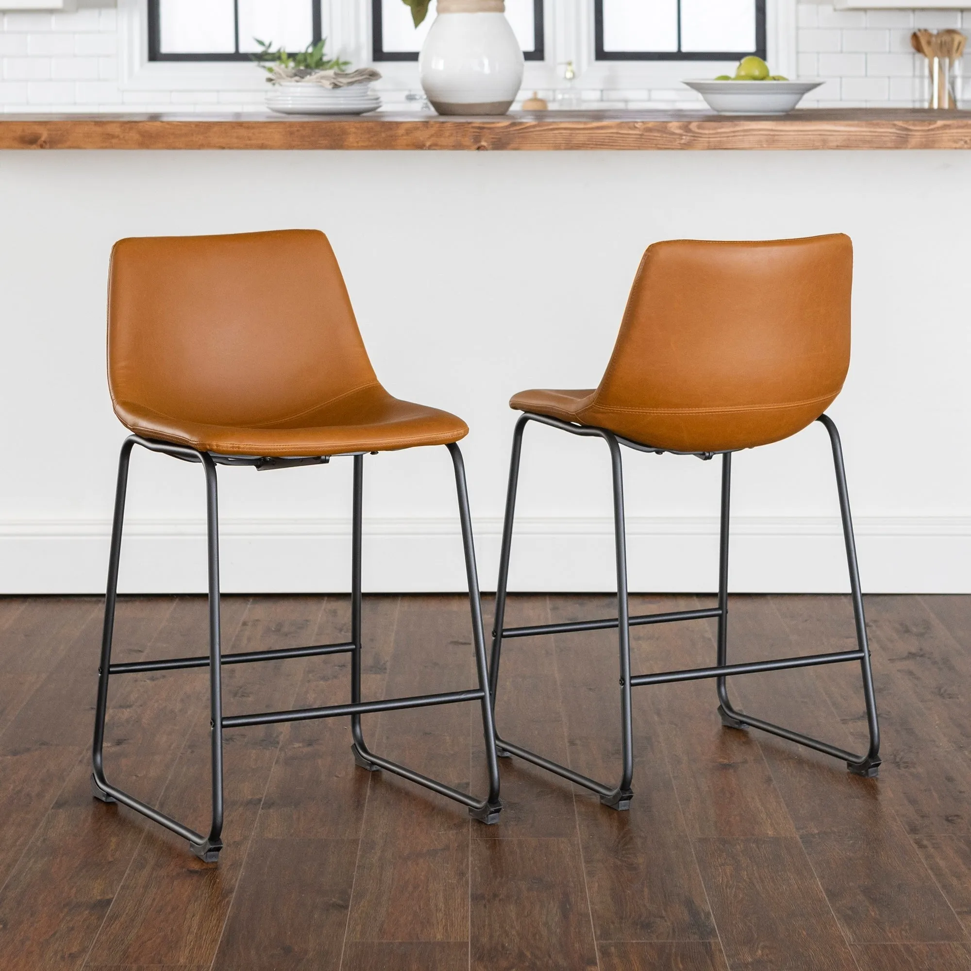 Middlebrook Prusiner 26-inch Faux Leather Counter Stool (Set of 2)