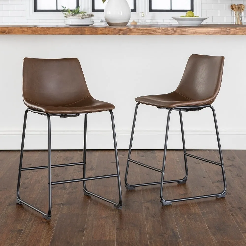 Middlebrook Prusiner 26-inch Faux Leather Counter Stool (Set of 2)